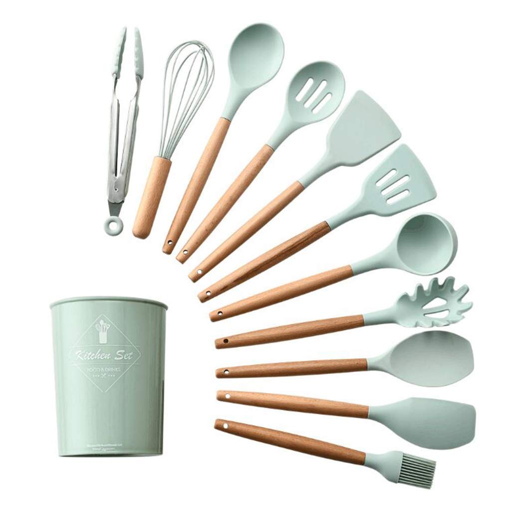 **11-Piece Non-Stick Silicone Kitchen Utensil Set - Heat-Resistant Spatula, Spoon & Cooking Tools for Baking, Frying & Grilling - Panduo Kitchenware (Large, Multi-Color)**