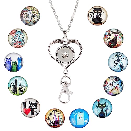 1+12 Cartoon Cat Button Lanyard