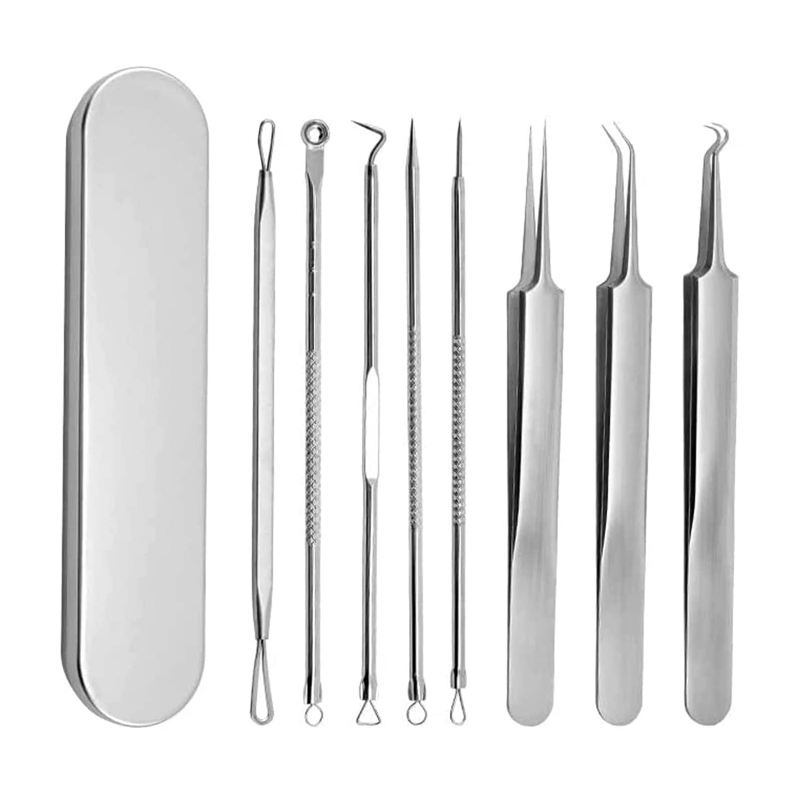 9Pcs/Set Professional Blackhead Remover Kit - Acne Extractor Tools with Metal Case for Facial Skin Care | Perfect for Home Spa & Beauty Routine