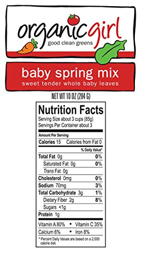 Organicgirl Baby Spring Greens Mix - Fresh, Organic Salad Greens, 10 Oz - Perfect for Salads, Smoothies & Healthy Meals