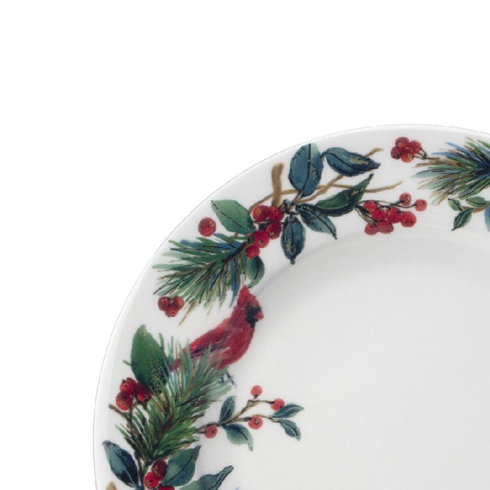 Winter Cardinal 4-Piece Salad Plate Set - Elegant Dinnerware for Holiday Gatherings & Seasonal Decor