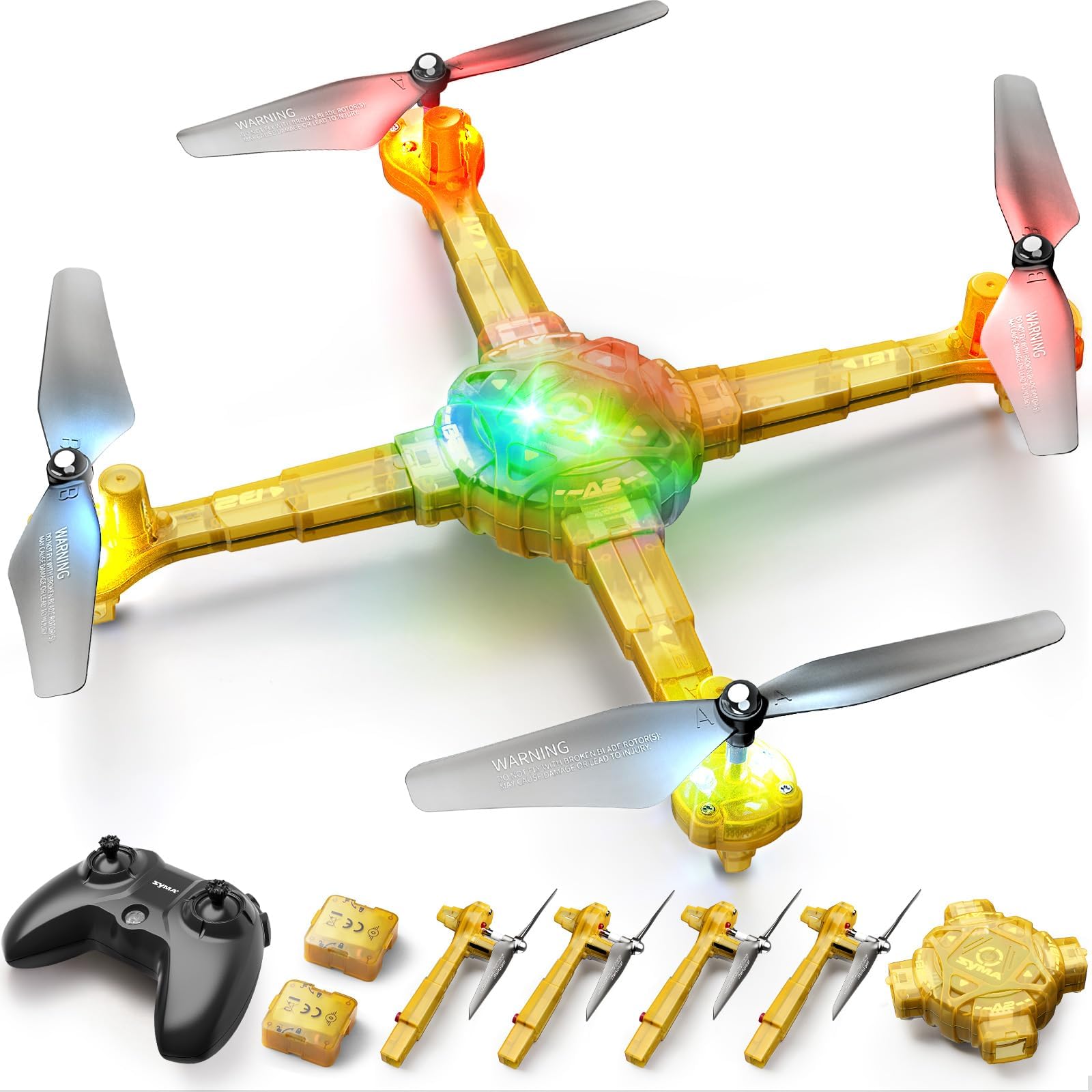 SYMA X440 RC Drone for Kids & Beginners - Remote Control Quadcopter with Detachable Arms, 7-Color LED Lights, 360° Flips, Altitude Hold & 16 Min Flight Time | Perfect for Outdoor Play, Birthday Gifts & STEM Learning