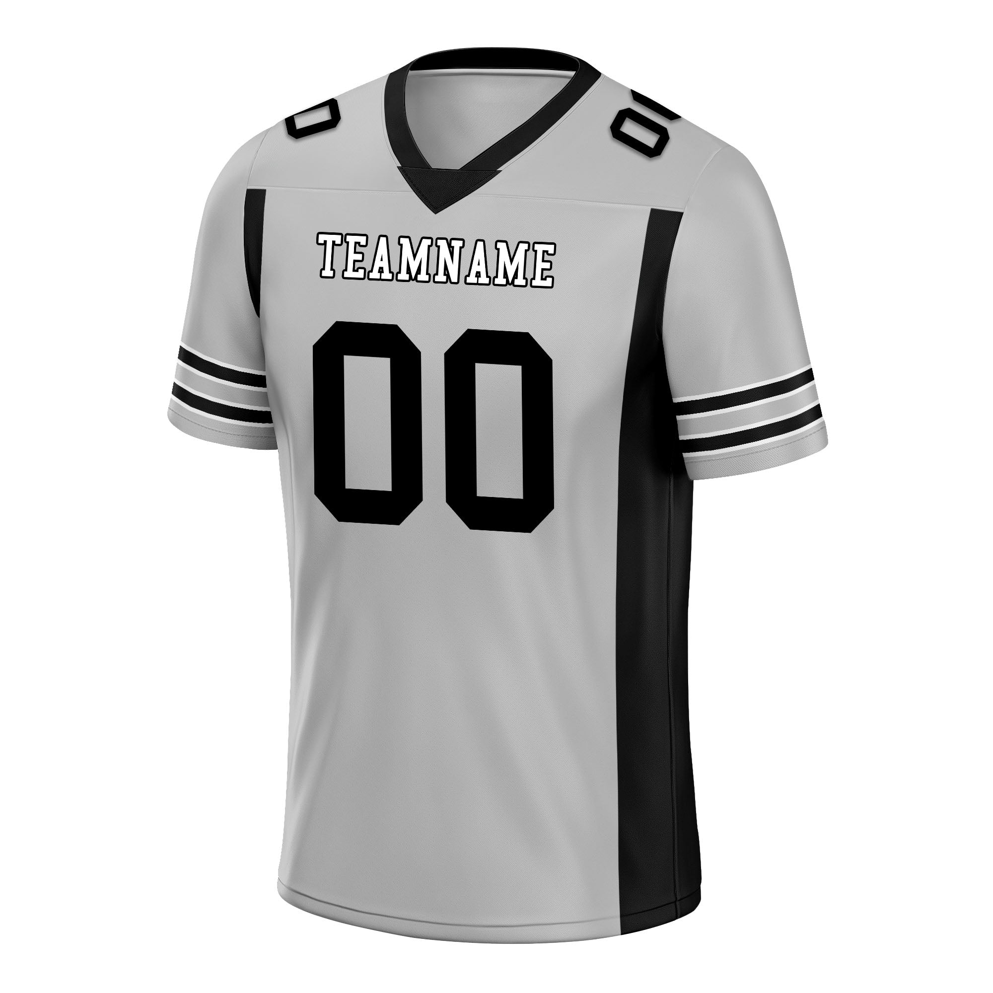 Custom Gray & Black Striped Sleeves Personalized Authentic Football Jersey FBJ02 D06055 - Perfect for Game Day, Team Sports & Fan Apparel
