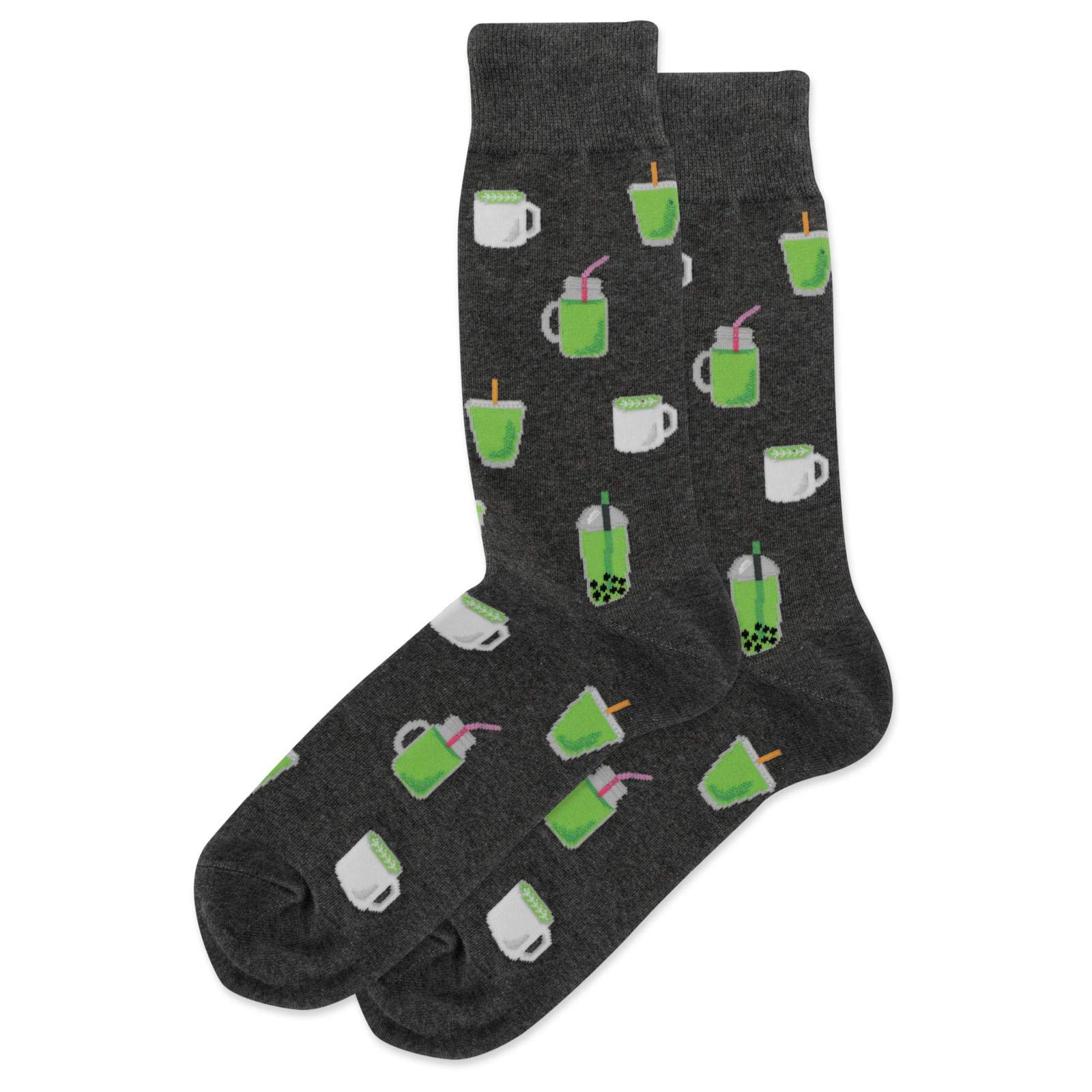 Organic Matcha Charcoal Infused Men's Crew Socks - Moisture Wicking, Odor Control & Breathable - Perfect for Running, Hiking & Daily Wear