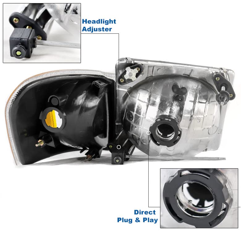 Replacement Headlights for 2001-2003 Ford Explorer Sport & 2001-2005 Sport Trac - Chrome Housing LED Headlamps - Durable & Bright Lighting Upgrade for Night Driving & Off-Road Adventures