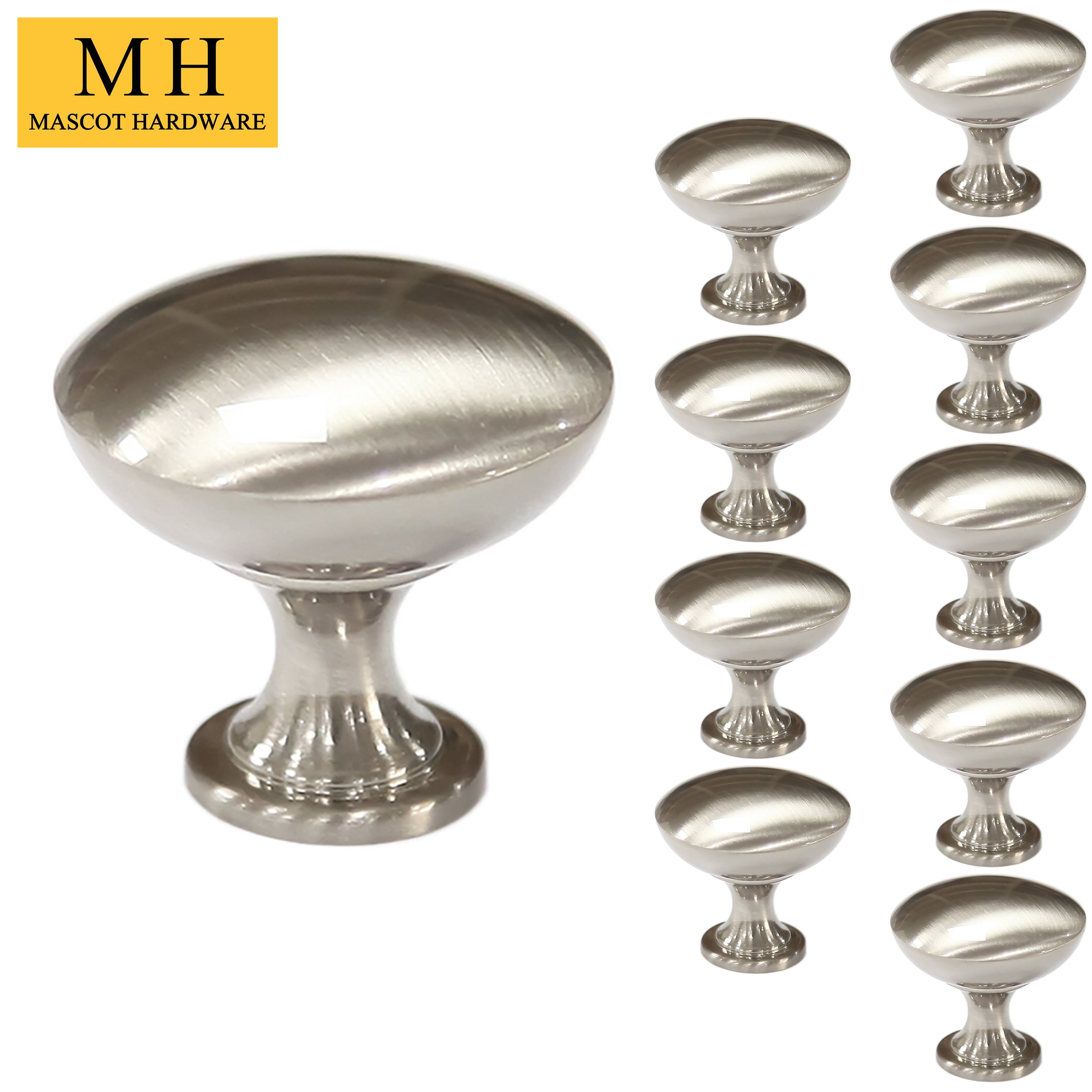 1 1/6 Inch Satin Nickel Round Cabinet Knobs - 10 Pack for Kitchen Cabinets, Dressers & Furniture Hardware - Modern Home Decor Upgrade
