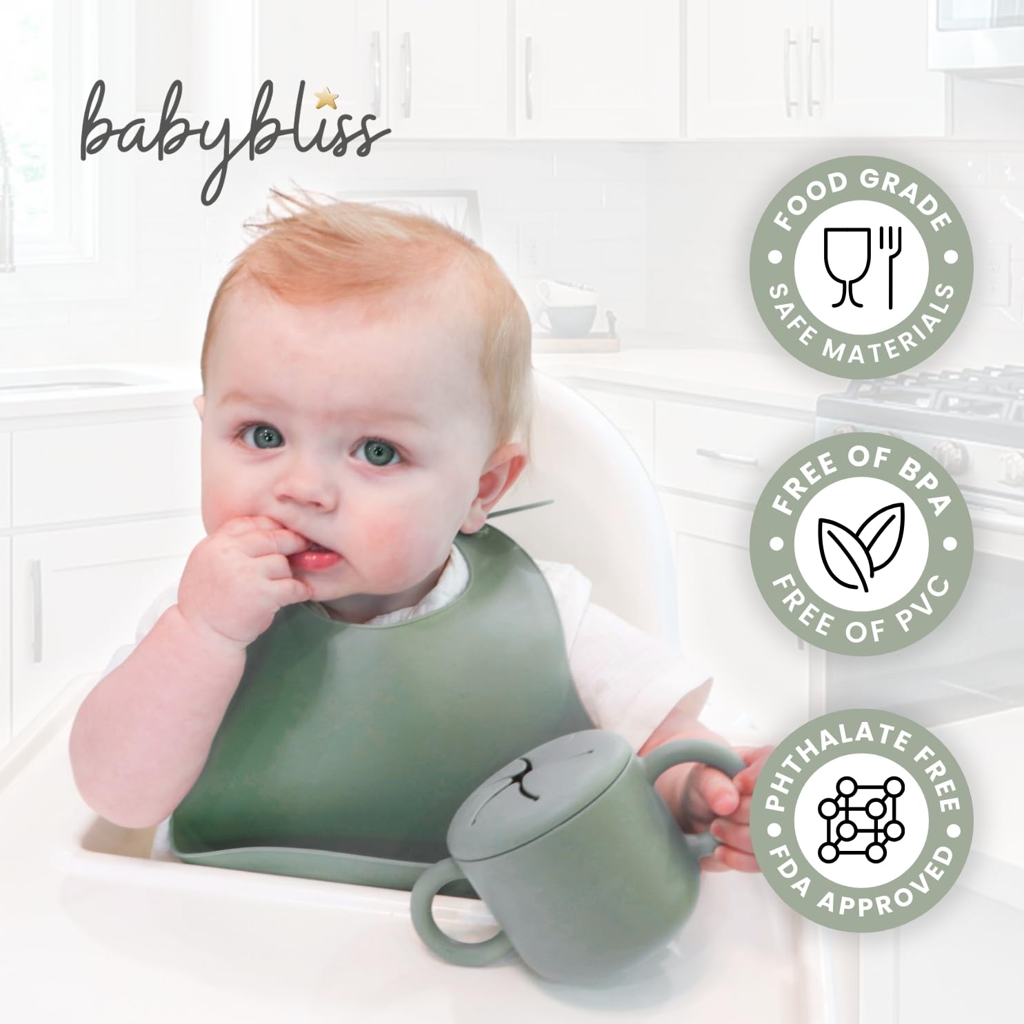 Baby Bliss 2-Pack No Spill Silicone Snack Cups for Toddlers | BPA-Free Travel Essentials | Sage/Dusty Teal | Perfect for On-the-Go Snacking, Daycare & Road Trips