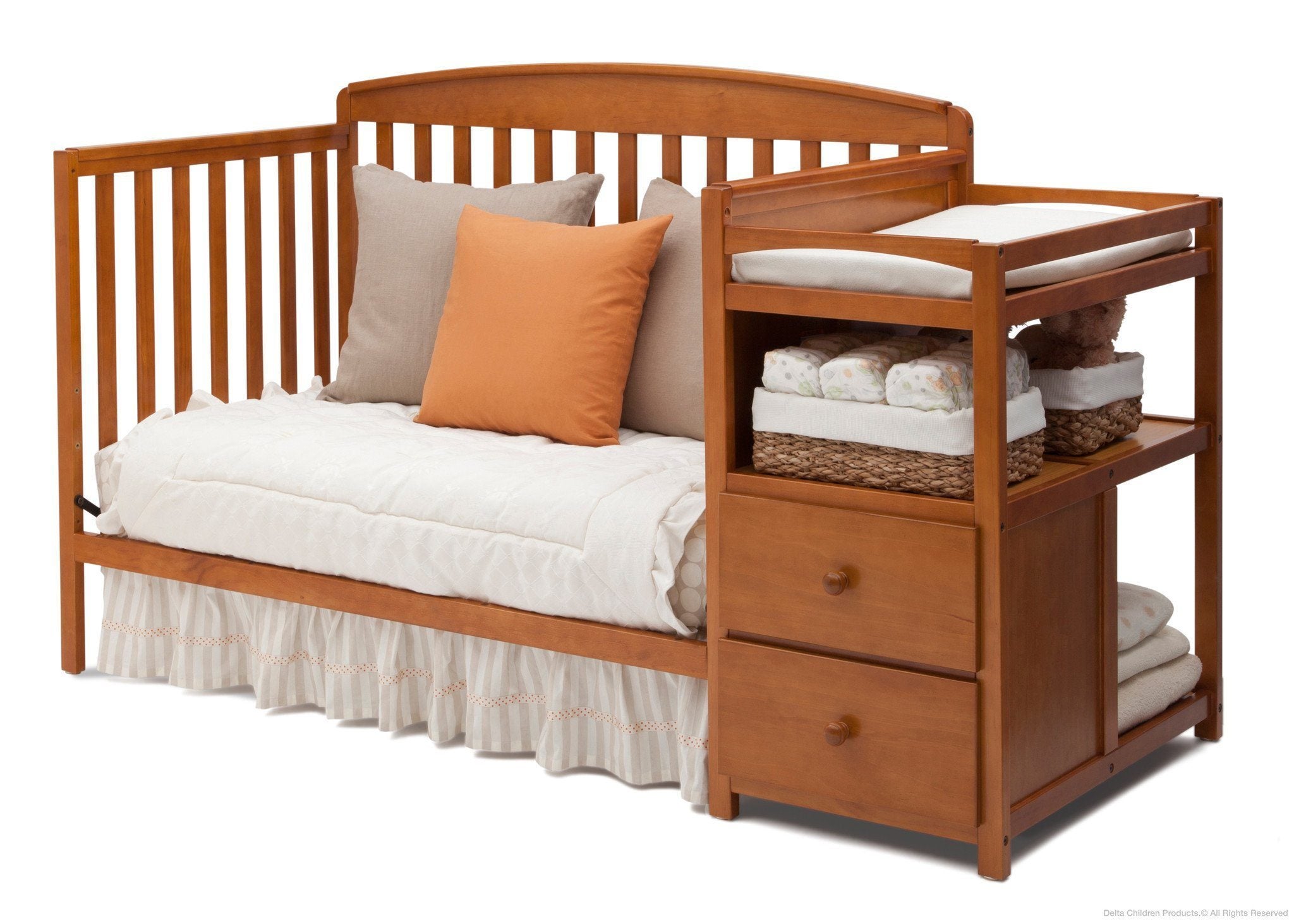 Royal Convertible Crib and Changer - 3-in-1 Baby Nursery Furniture Set with Toddler Bed & Dresser | Safe, Durable & Space-Saving for Newborns to Kids | Perfect for Nursery Rooms, Daycare Centers & Small Spaces