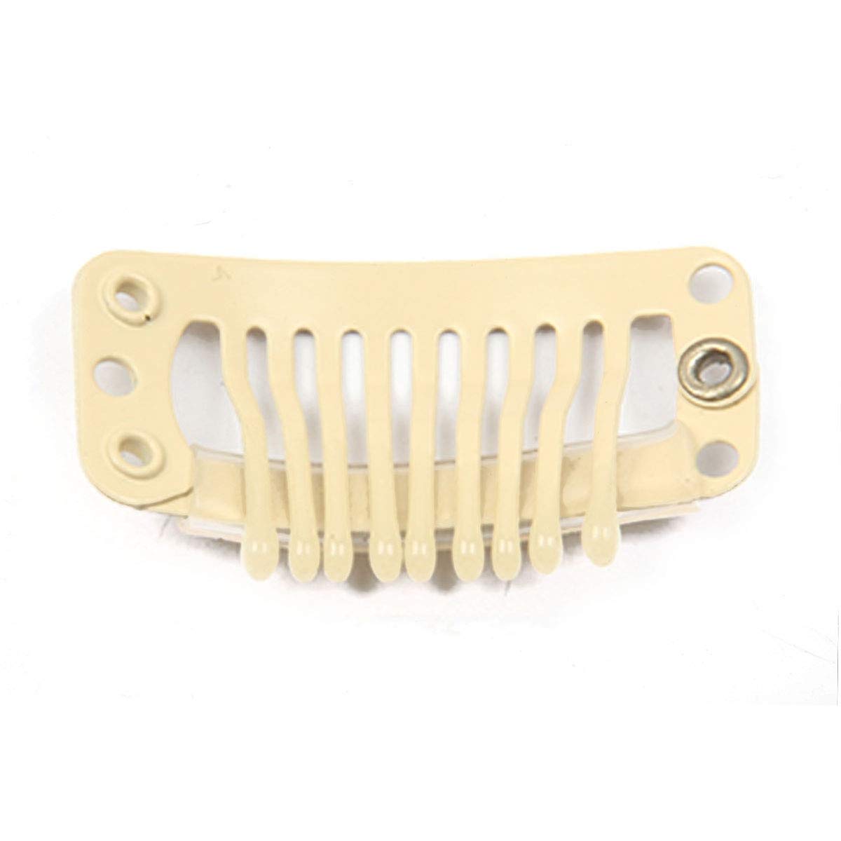 30pcs Stainless Steel Wig Clips for Hair Extensions - 9 Teeth Snap Clips, 32mm, 1.2g Each - DIY Toupee & Wig Combs (Beige) - Perfect for Securing Hair Extensions, Weaves & Cosplay Wigs