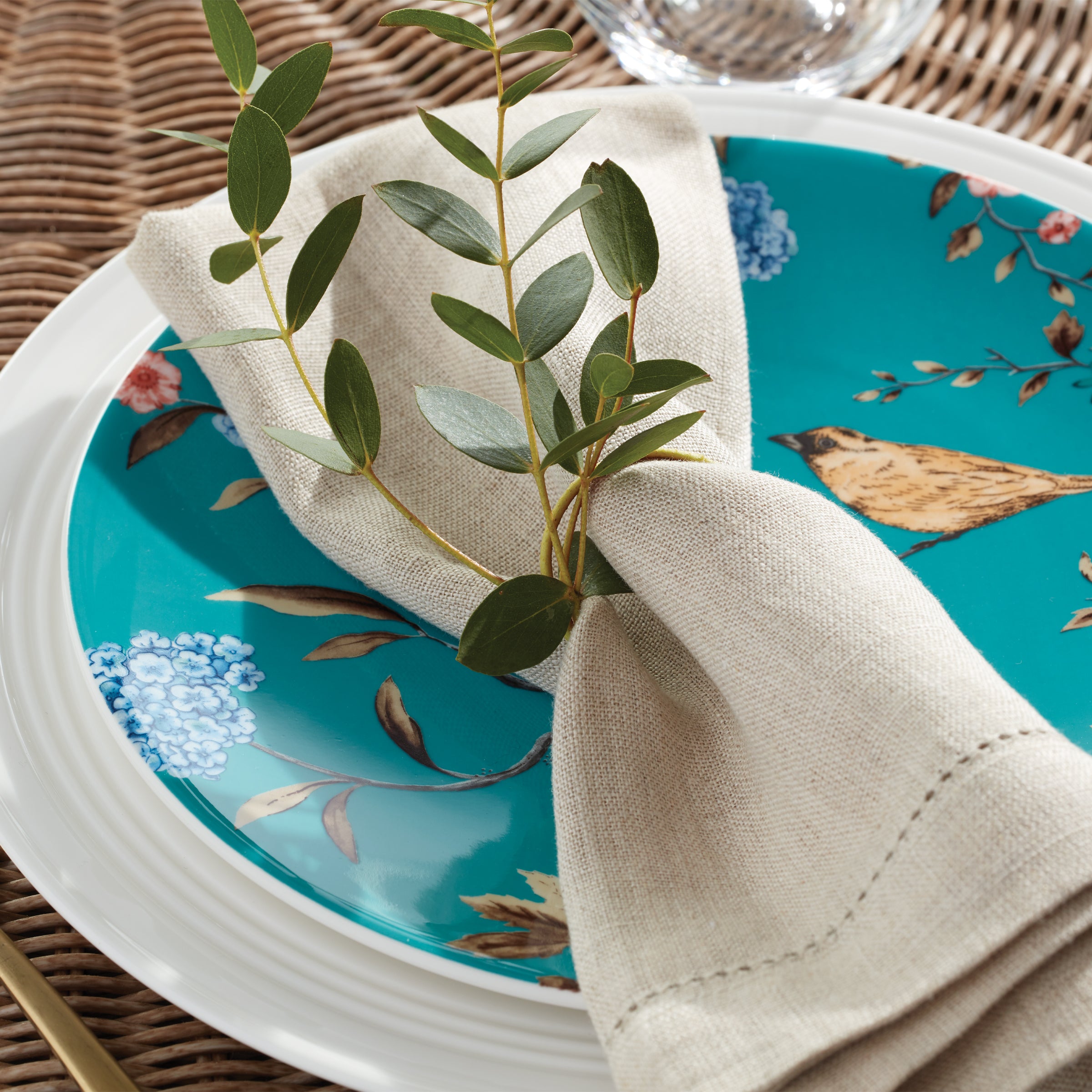 Sprig & Vine Turquoise Accent Plates Set of 4 - Elegant Dinnerware for Parties, Weddings & Home Decor