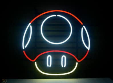 24x23 Inch Super Mario Mushroom LED Neon Sign - Vivid Wall Decor Light for Game Room, Bar & Man Cave - Retro Video Game Themed Lighting for Parties & Gifts