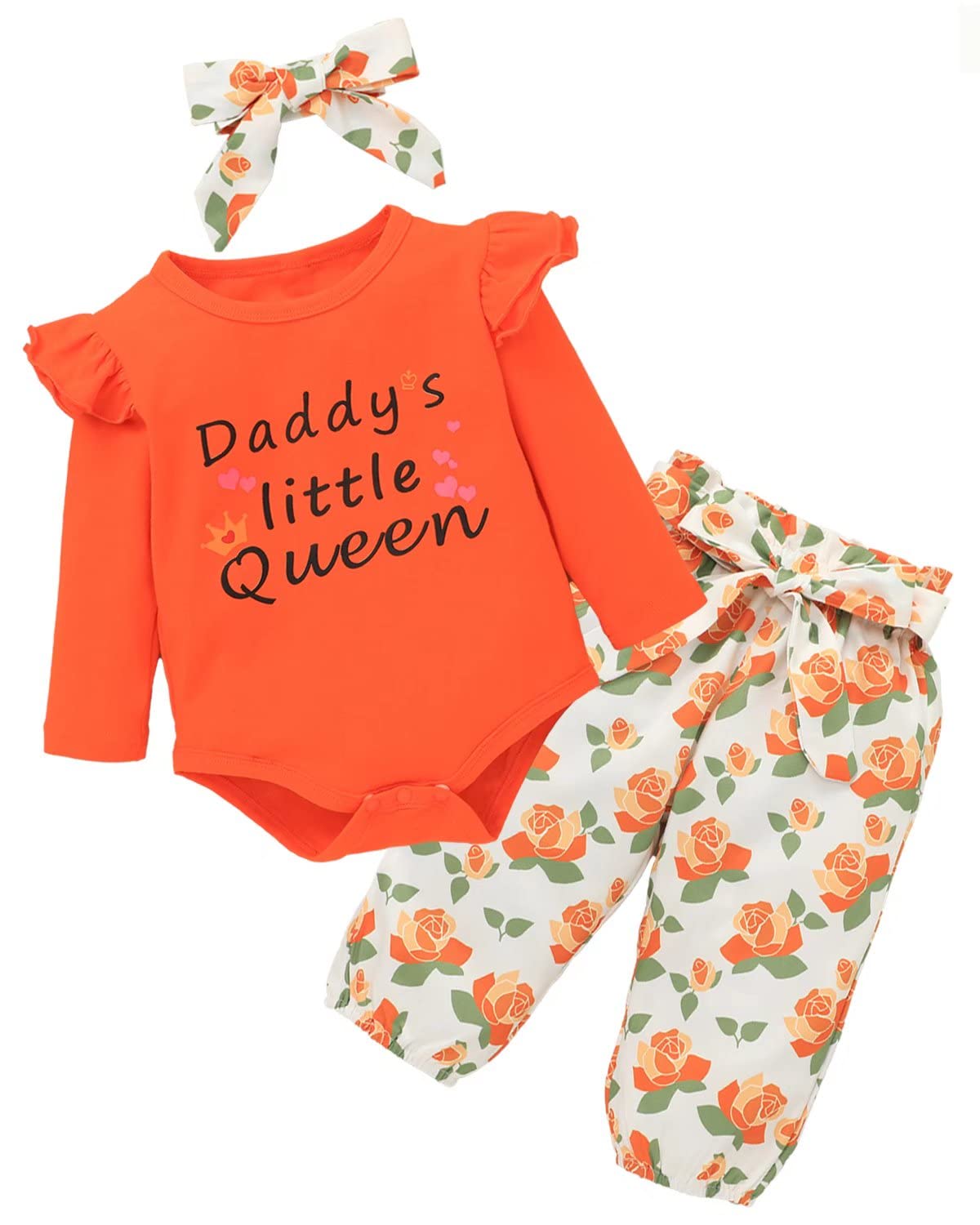 BINPAW Newborn Baby Girl Clothes - Floral Outfit Set for 0-3 Months | Soft Cotton Infant Romper & Hat | Perfect for Photoshoots, Baby Showers & Special Occasions