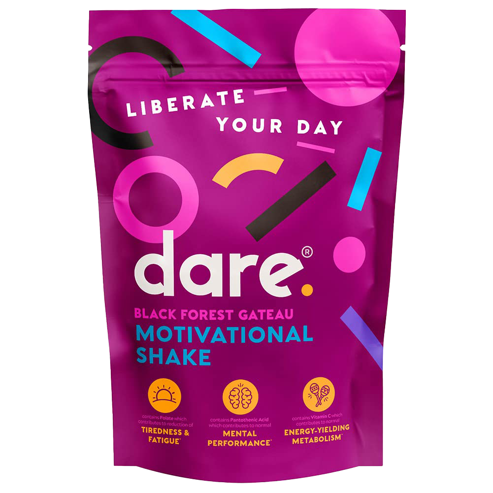 Dare Motivational Shake 750g - Black Forest Gateau Flavor Protein Powder for Workout Recovery & Muscle Growth | Pre & Post Workout Supplement for Athletes & Fitness Enthusiasts