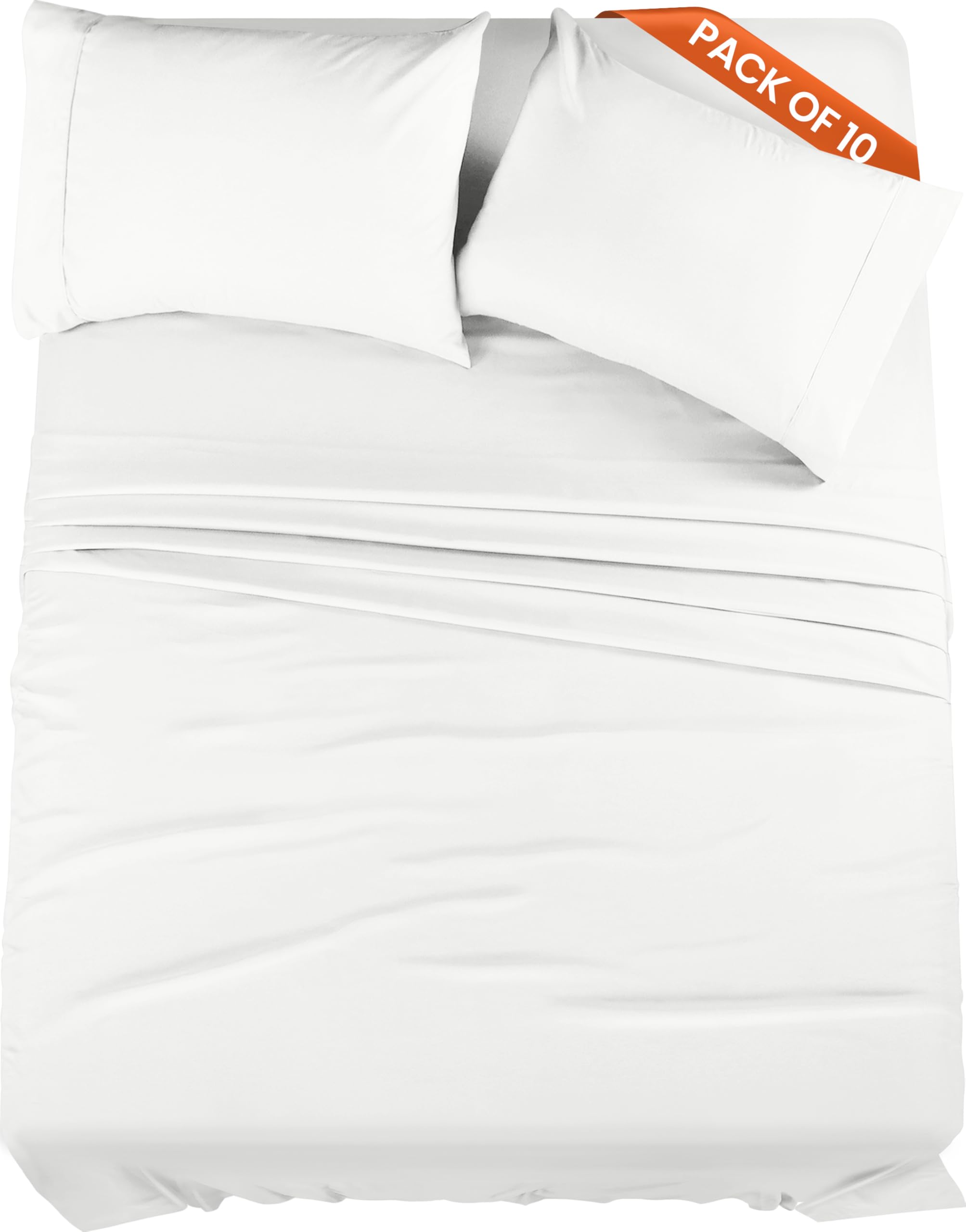 Utopia Bedding Queen Size Bed Sheets Set - 10-Piece Bulk Pack - Ultra Soft Brushed Microfiber Sheets - Shrink & Fade Resistant - Easy Care White Bedding - Perfect for Hotels, Spas, Guest Rooms & Home Use