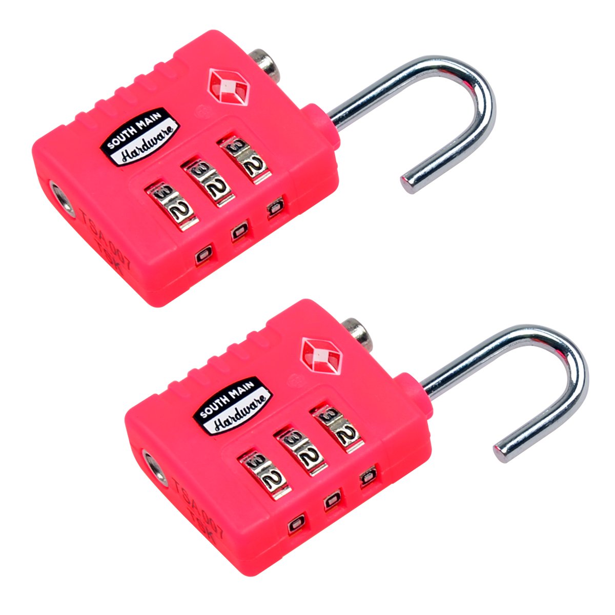 TSA-Accepted Resettable Luggage Locks (2-Pack, Pink) - Secure Travel Luggage for Airports, Suitcases & Backpacks