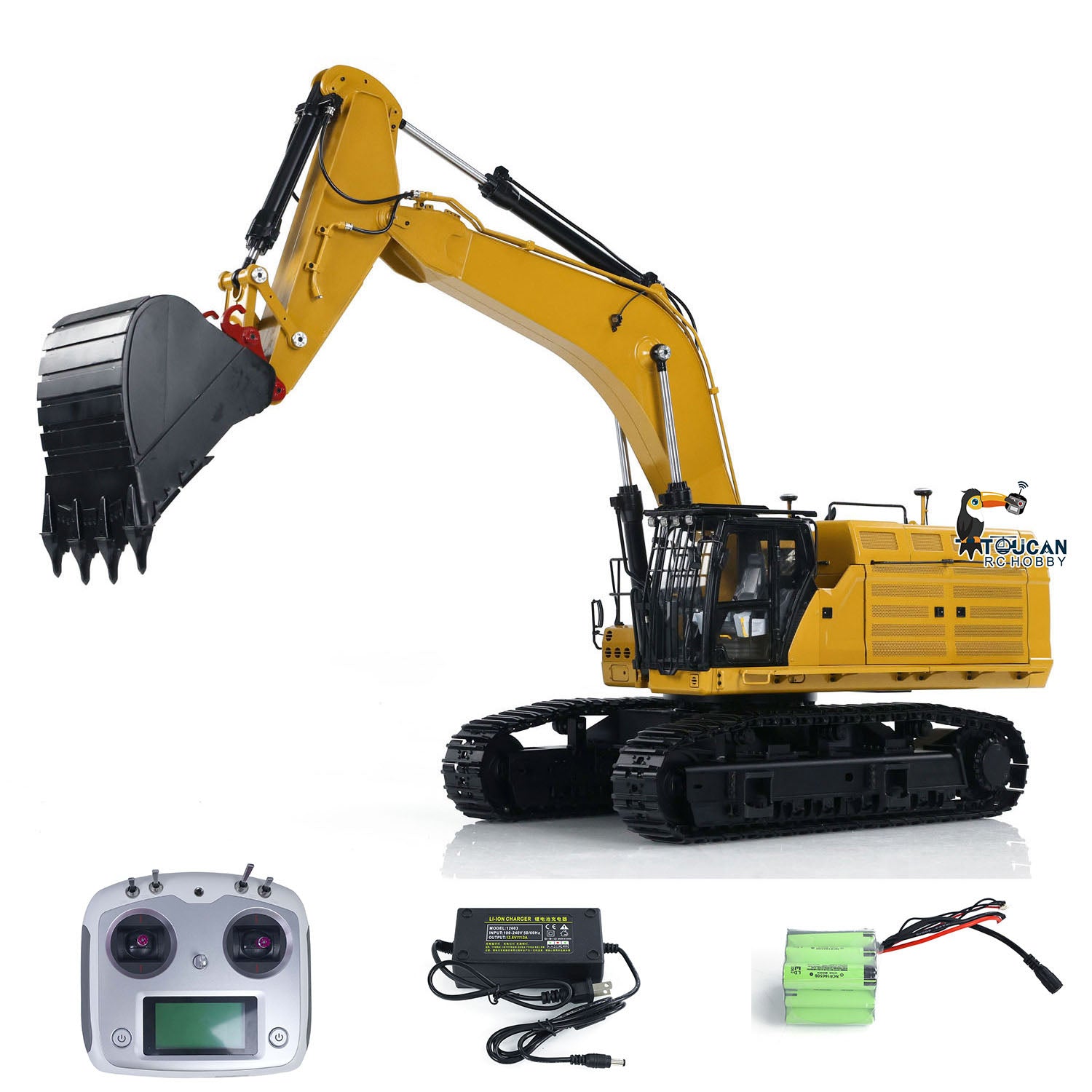 1/14 Scale Metal RC Hydraulic Mining Excavator 374F - Radio Controlled Construction Vehicle with FlySky I6S Transmitter (Pre-Assembled & Painted) - Perfect for Construction Simulation, Mining Play & RC Hobby Enthusiasts
