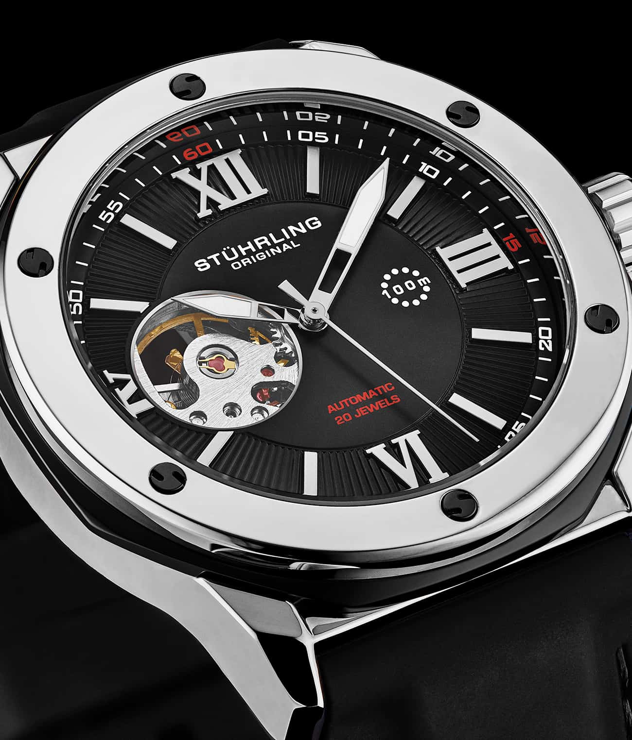 Edwardian Automatic 4018 44mm Skeleton Watch for Men - Luxury Mechanical Timepiece with Open Heart Design - Perfect for Business, Formal Events & Gift Giving
