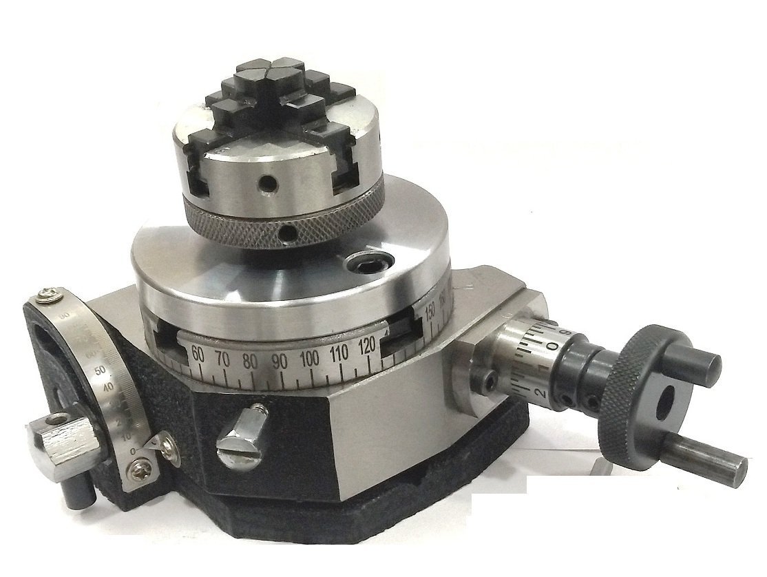 80mm Tilting Rotary Table with Round Vice, ER20 Collet Adaptor, Tailstock & Chuck - Milling Indexing Tools for CNC & Manual Machines | Includes 50mm 4-Jaw Self-Centering Chuck, Back Plate & T-Nut Bolts | Perfect for Precision Machining, Metalworking & DIY Projects