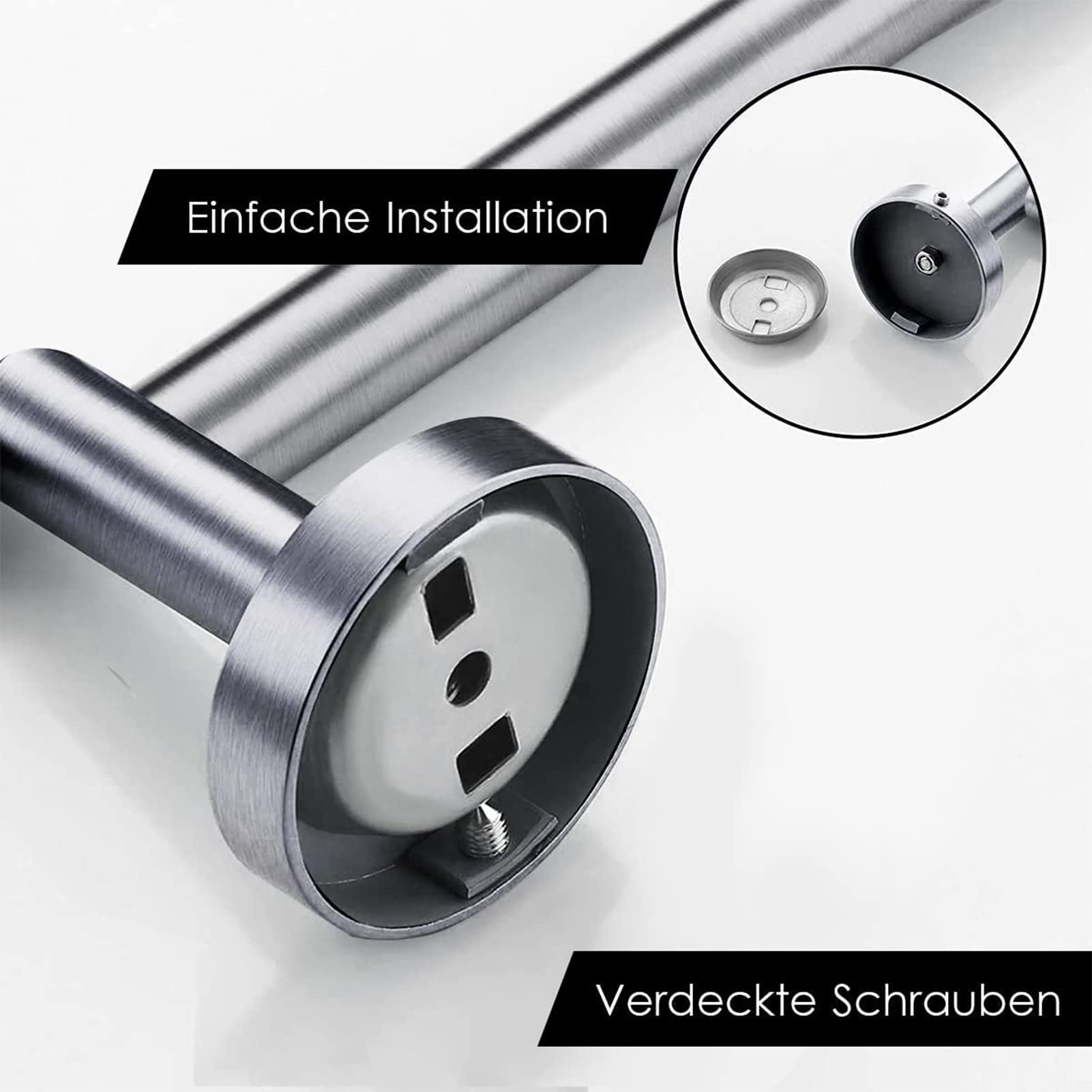 Stainless Steel Wall Mounted Towel Rack - Double Towel Bar & Shelf for Bathroom, Kitchen, Hotel (40cm/15.7