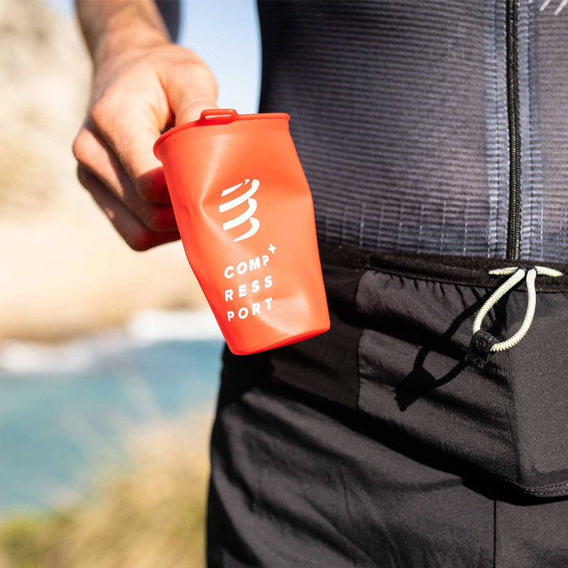 Compressport Fast Cup Running Water Bottle - Lightweight & Leak-Proof Hydration for Runners, Cycling & Outdoor Sports (Red)
