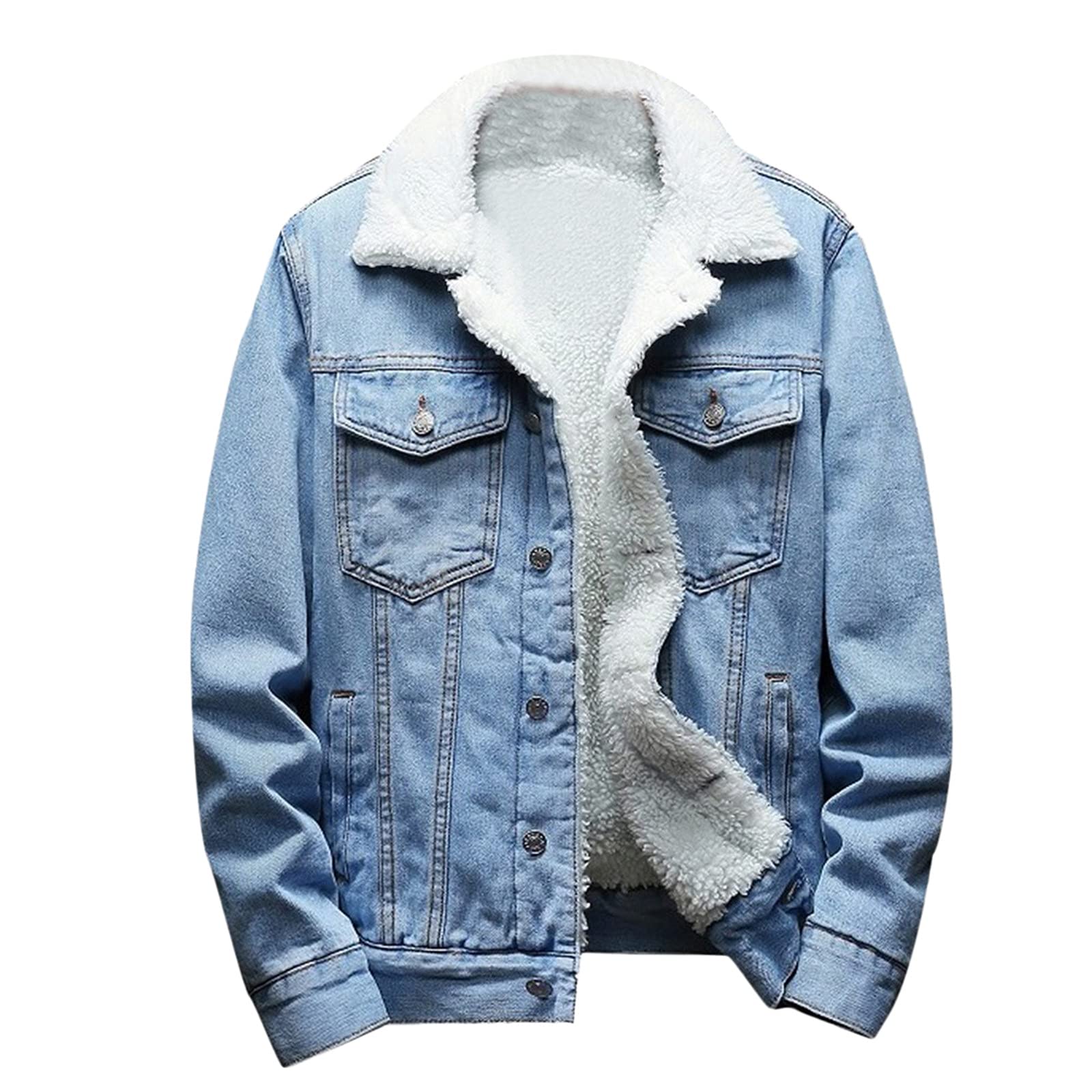 Men's JUNGE Denim Jacket with Fleece Lining - Warm Winter Coat & Casual Sherpa Jacket for Men | Perfect for Outdoor Activities, Daily Wear & Cold Weather Protection