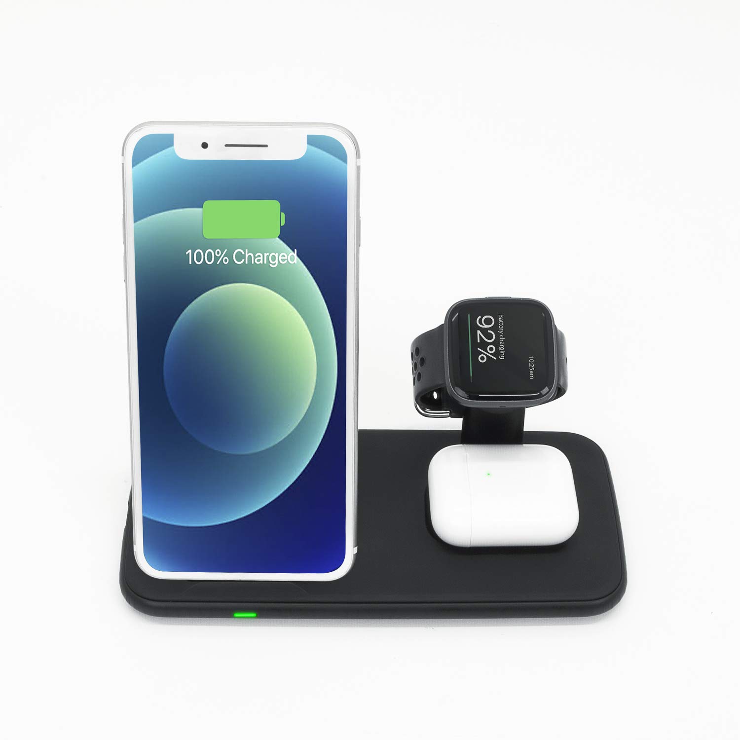 3-in-1 Wireless Charging Station for iPhone 14/13/12, Apple Watch Series 9/8/7, AirPods Pro - Fast Qi-Certified Charger Dock with Nightstand Mode | Perfect for Bedroom, Office & Travel (Black, RLMW4BK)