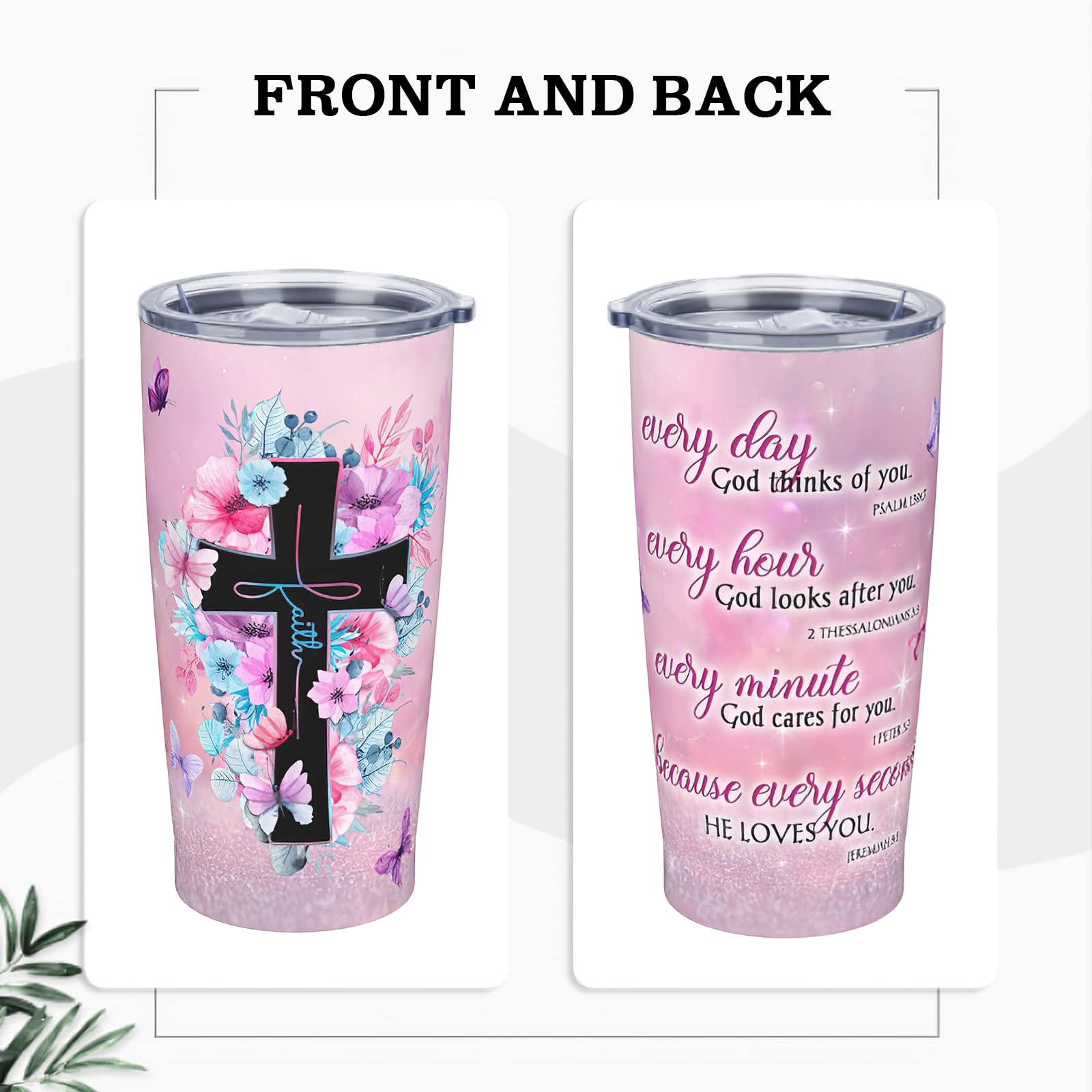Christian Gifts for Women - Inspirational Bible Verse Stainless Steel Tumbler with Lid & Straw - 20oz Religious Gifts for Mom, Sister, Friend - Perfect for Birthday, Mother's Day & Daily Devotion - Keeps Drinks Hot/Cold for Hours
