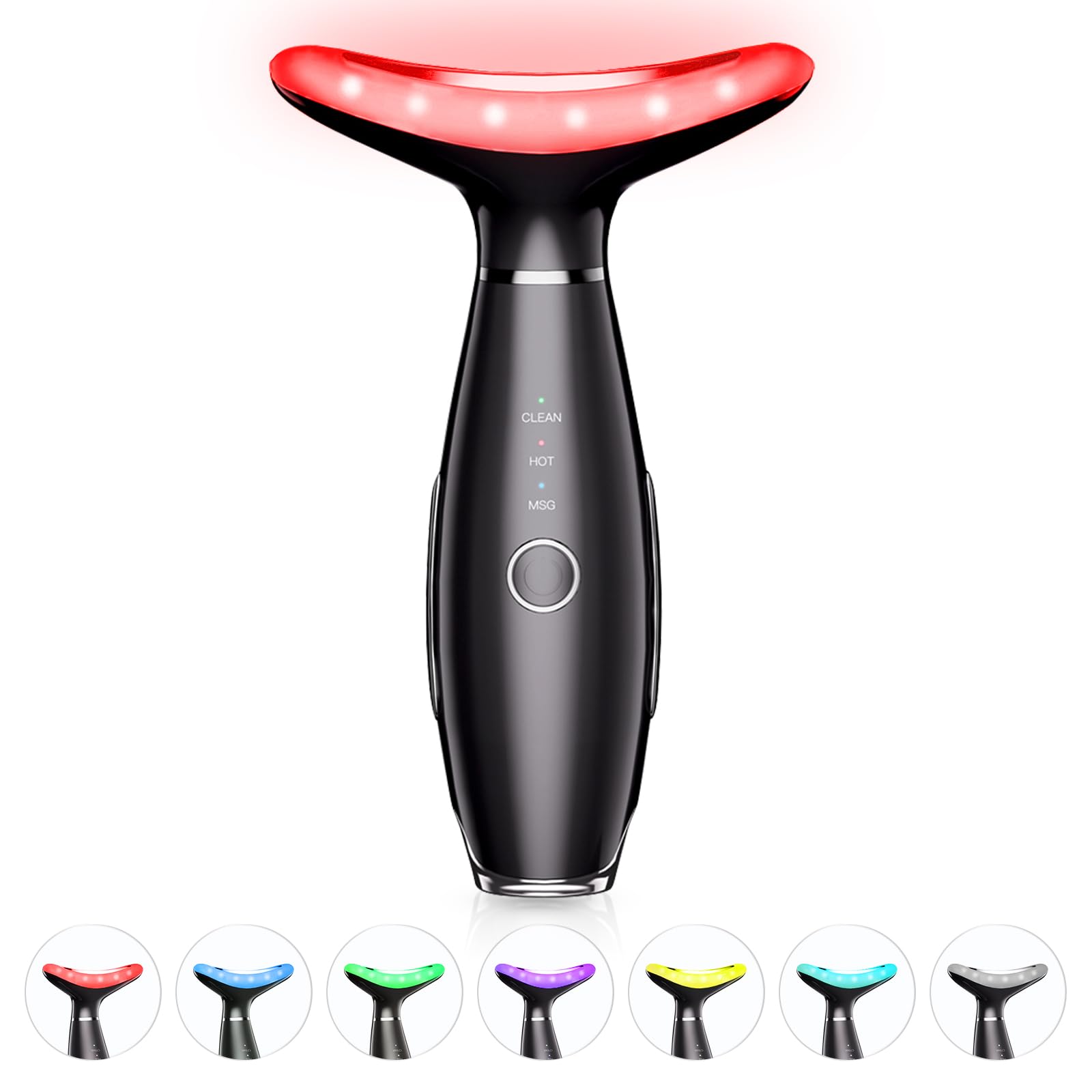 7-Color Vibrating Face Massager with Heating & Galvanic Therapy - Professional Skin Care Device for Wrinkles, Puffiness & Facial Contouring | At-Home Spa Treatment & Beauty Routine Essential