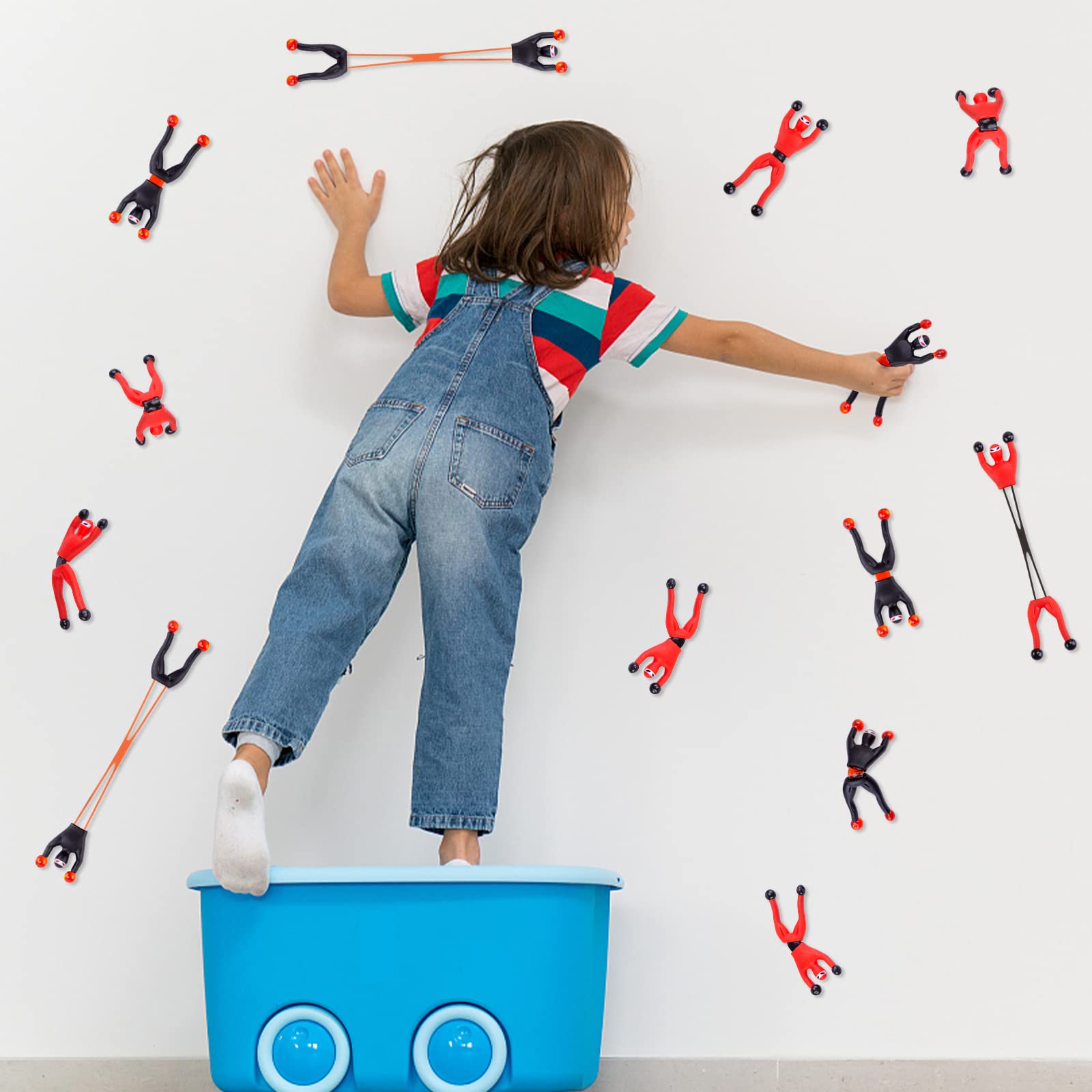 AMOR PRESENT 42PCS Sticky Ninja Climbing Toys - DIY Wall Crawlers with Stickers, Stretchy Window Climbers for Kids - Perfect for Birthday Party Favors, Classroom Rewards & Indoor Play Activities