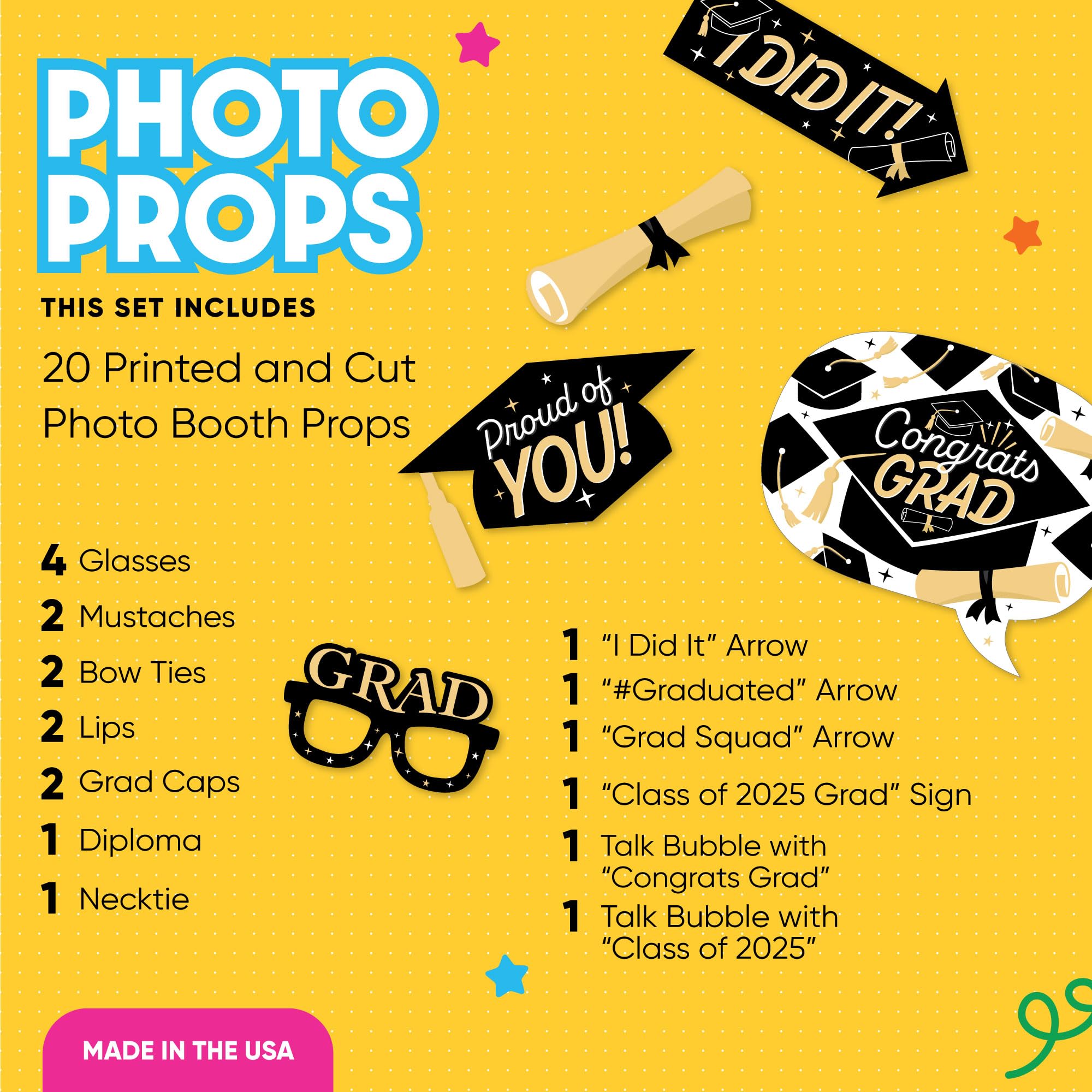Big Dot of Happiness Hello College 2025 Graduation Photo Booth Props Kit - 20 Count - Perfect for Graduation Party Decorations & Class of 2025 Celebrations - Great for Photo Booths, Graduation Parties & School Events