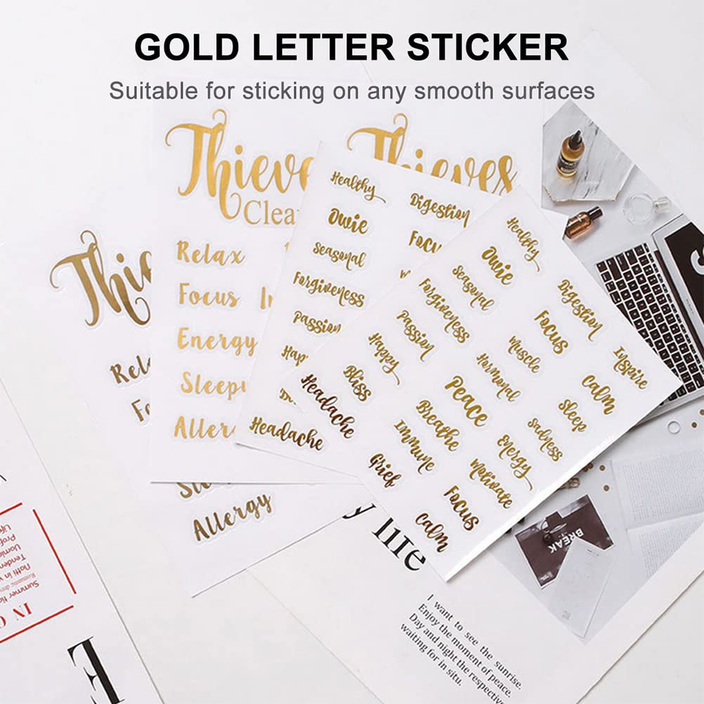 6 Sheets Waterproof Essential Oil Bottle Labels - DIY Letter Stickers for Roller Bottles, Perfumes & Envelopes - Perfect for Aromatherapy, Gift Wrapping & Handmade Crafts
