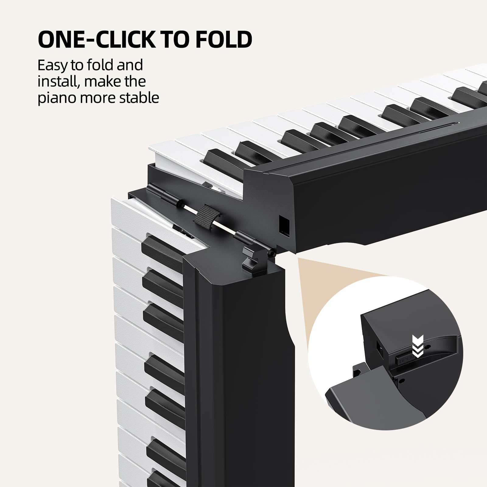 LEKATO FP-10 88 Key Portable Folding Digital Piano with Sustain Pedal - Semi-Weighted Wood Grain Keys, Bluetooth MIDI Connectivity - Perfect for Beginners, Travel & Home Practice (Ideal for Small Spaces & On-the-Go Musicians)