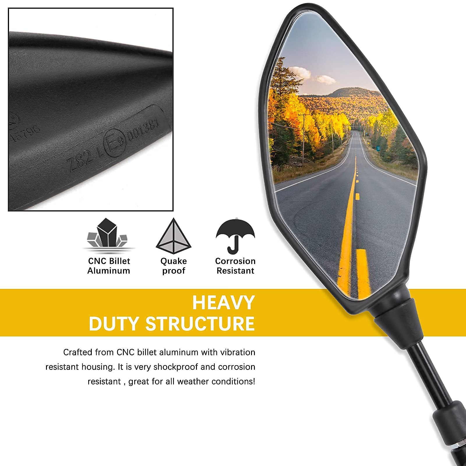 Universal 8MM 10MM Motorcycle Handlebar Rear View Mirrors - Compatible with Yamaha MT07 MT09 MT10 FZ6 FZ7 FZ10 Tracer - Durable Adjustable Safety Mirrors for Street Bikes & Cruisers - Perfect for Commuting, Touring & Highway Riding
