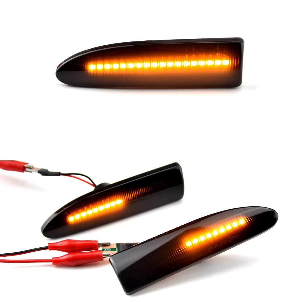 Dynamic LED Front Fender Marker Lights with Sequential Blinker - Compatible with Jaguar X-TYPE 2002-2009 | Enhanced Side Visibility & Style Upgrade for Night Driving & Custom Car Mods