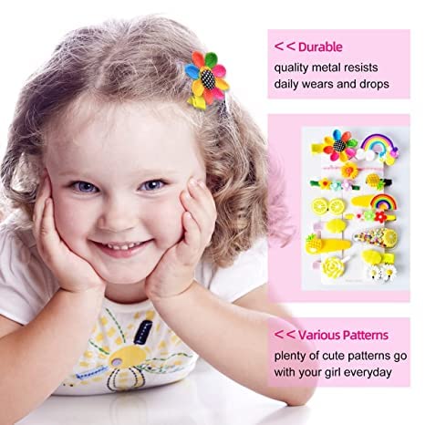 14-Pack Cute Baby Hair Clips for Girls - Toddler Hair Barrettes with Flower, Rainbow, Candy, Fruits & Butterfly Designs - Kids Hair Accessories for Styling (Purple) - Perfect for School, Parties & Everyday Wear