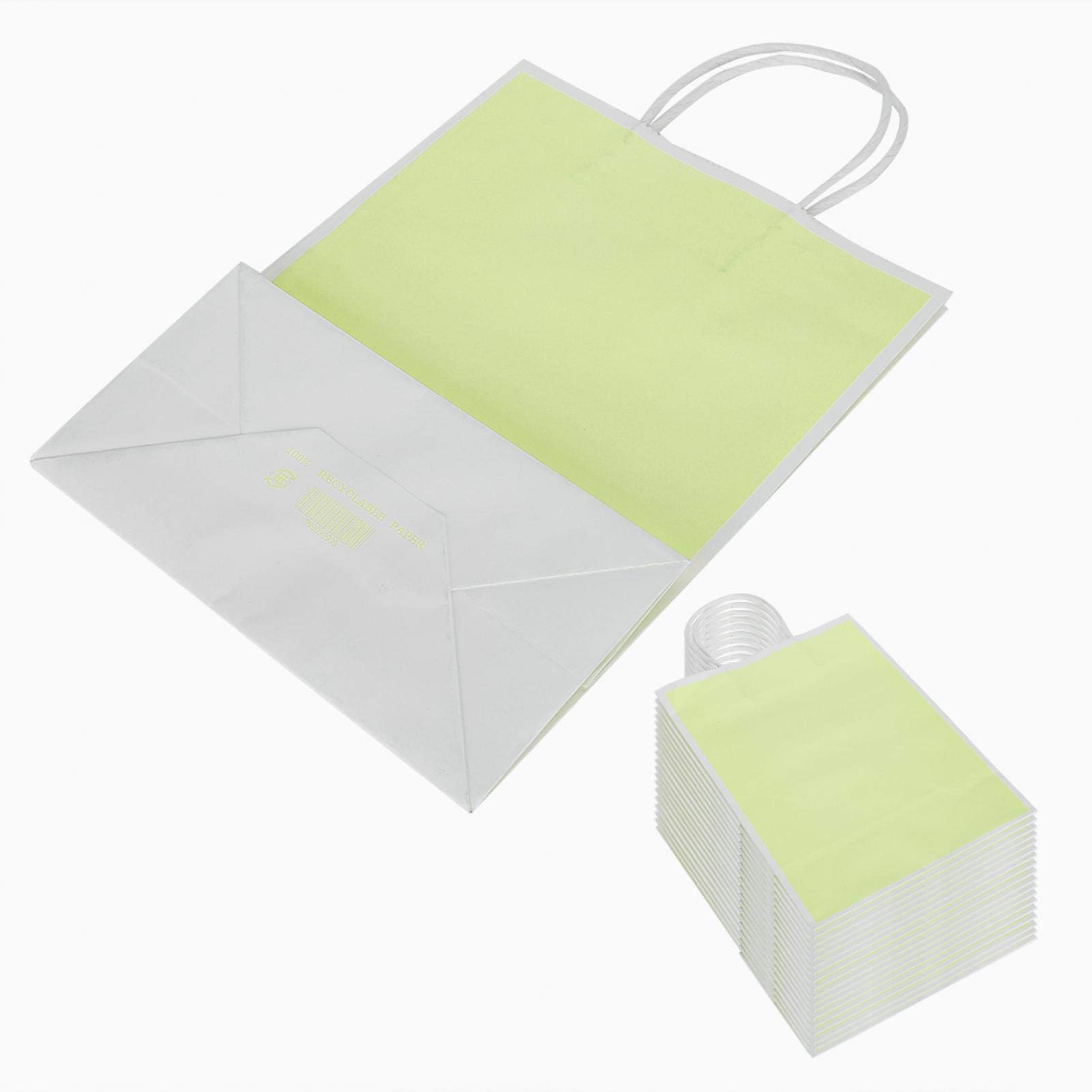 Eco-Friendly Reusable Shopping Bag - Durable Kraft Paper Tote with Tear-Resistant Design for Clothes, Small Items & Gifts (Solid Grass Green Border) - Perfect for Grocery Shopping, Retail Stores & Eco-Conscious Lifestyle