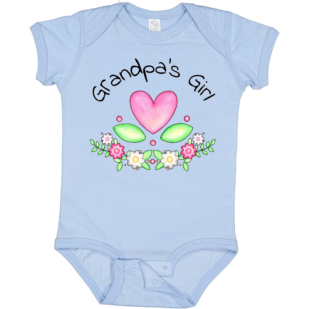 Inktastic Grandpa's Girl - Heart Flowers Baby Bodysuit | Cute Infant Onesie for Granddaughter | Perfect Gift for Newborn Girls & Special Occasions | Soft Cotton Comfort for Everyday Wear
