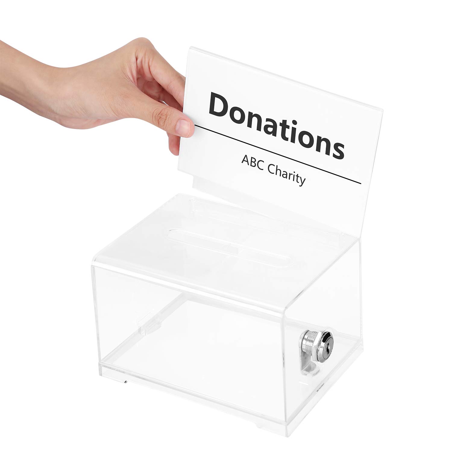 Amazon Basics Clear Ballot Box with Key Lock - Secure Voting Container for Elections, Events, and Community Polls