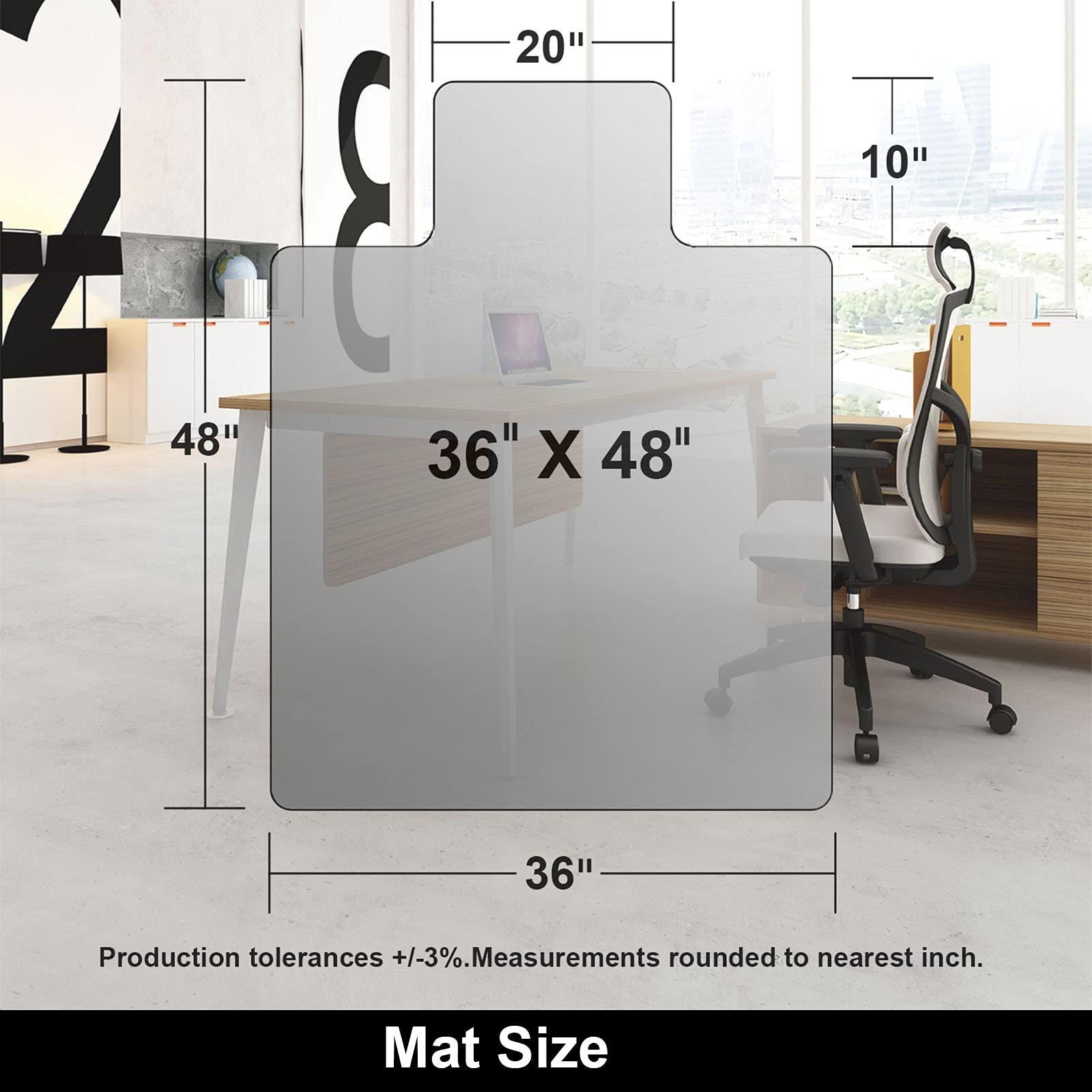 36 x 48 Inch Office Chair Mat for Hardwood Floors - Heavy Duty Hard Floor Protector Under Desk Mat with Smooth Glide for Rolling Chairs, Non-Curl Design - Perfect for Home Office, Gaming Setup & Computer Workstations