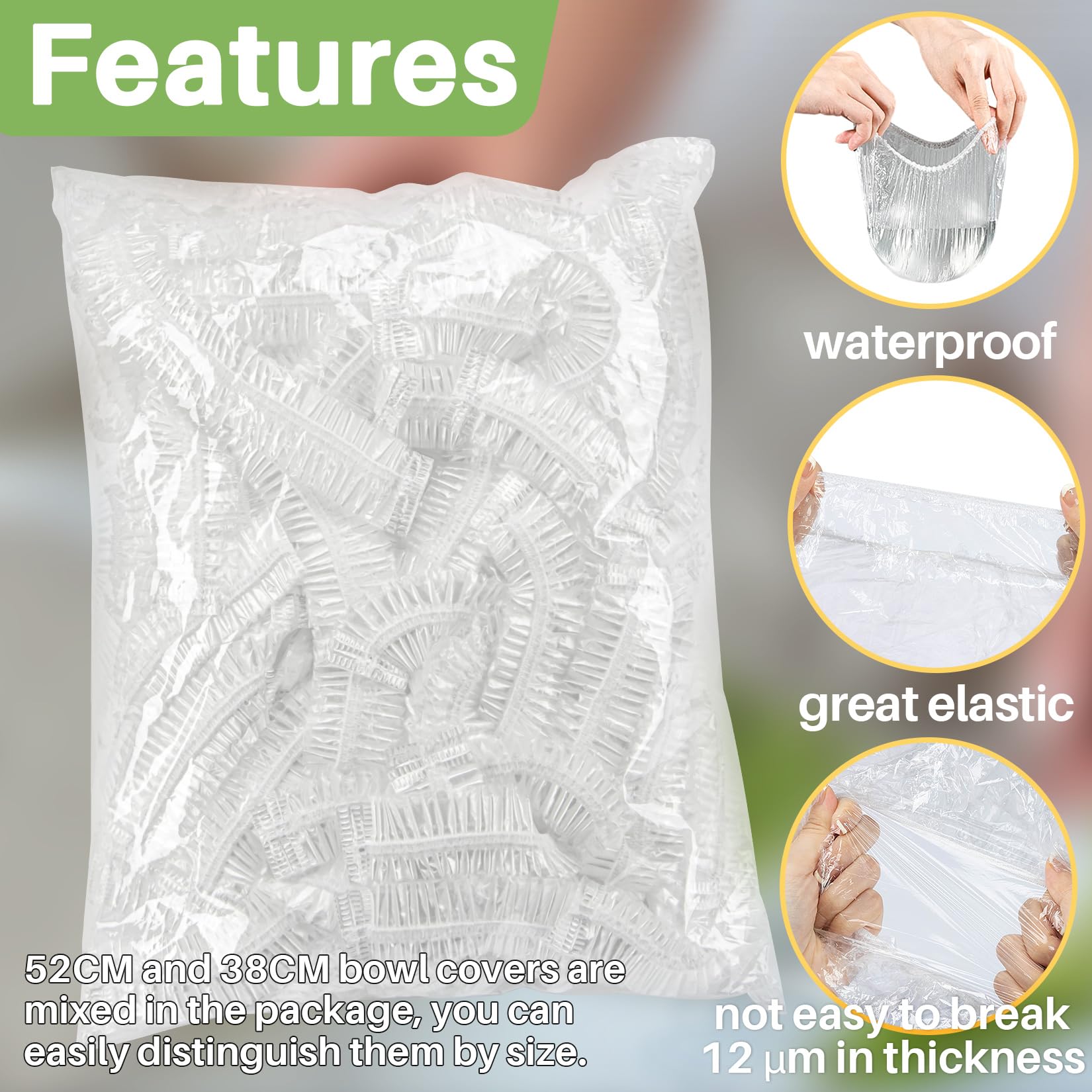 Reusable 200-Pack Elastic Bread Proofing Bowl Covers - Plastic Food Wrap for Sourdough Baking, Bread Rising & Outdoor Food Storage - Multiple Sizes for Fresh Keeping & Hair Deep Conditioning Cap