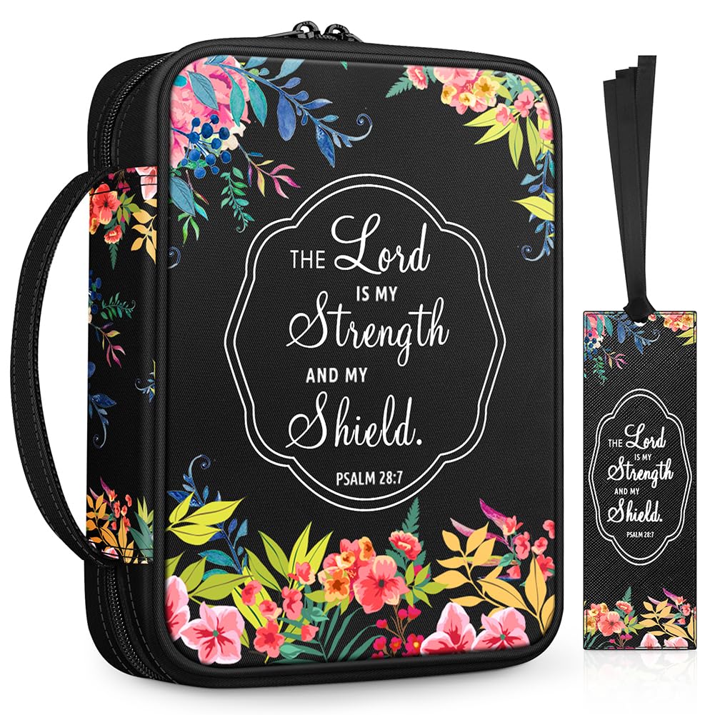 Floral Bible Cover with Bookmark - Zippered Church Bag for Women & Mothers, Perfect Gift for Bible Study & Church Services