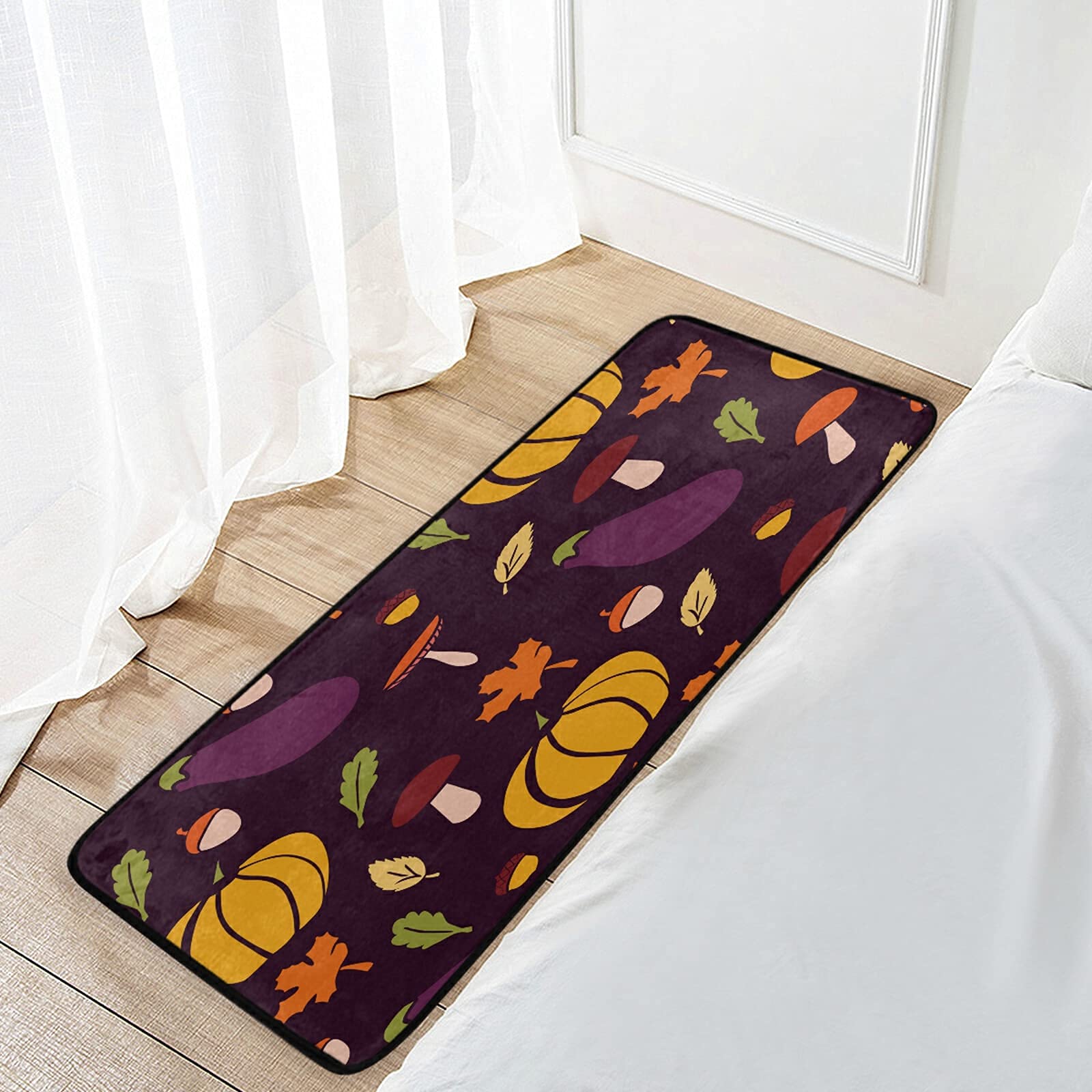 Non-Slip Washable Kitchen Rugs - Absorbent Fall Pumpkin Thanksgiving Floor Mats for Sink Area - Cushioned Farmhouse Style 39x20 Inch - Perfect for Kitchen, Bathroom & Entryway Decor