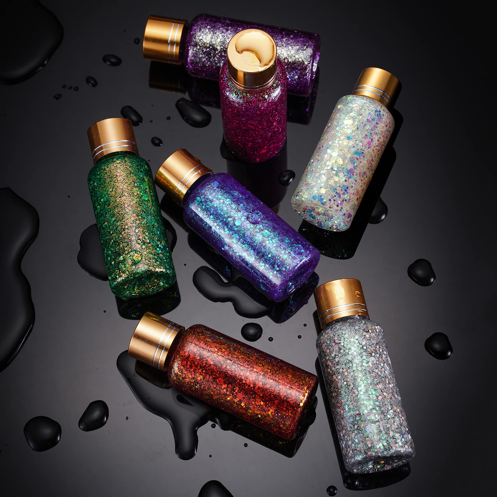 Holographic Body Glitter Gel - Long Lasting Waterproof Quick Dry Liquid Glitter for Face, Body & Nails | Chunky Glitter Eyeshadow for Rave, Festival & Party Makeup | 1oz Maple Red | Perfect for Cosplay, Night Out & Special Events