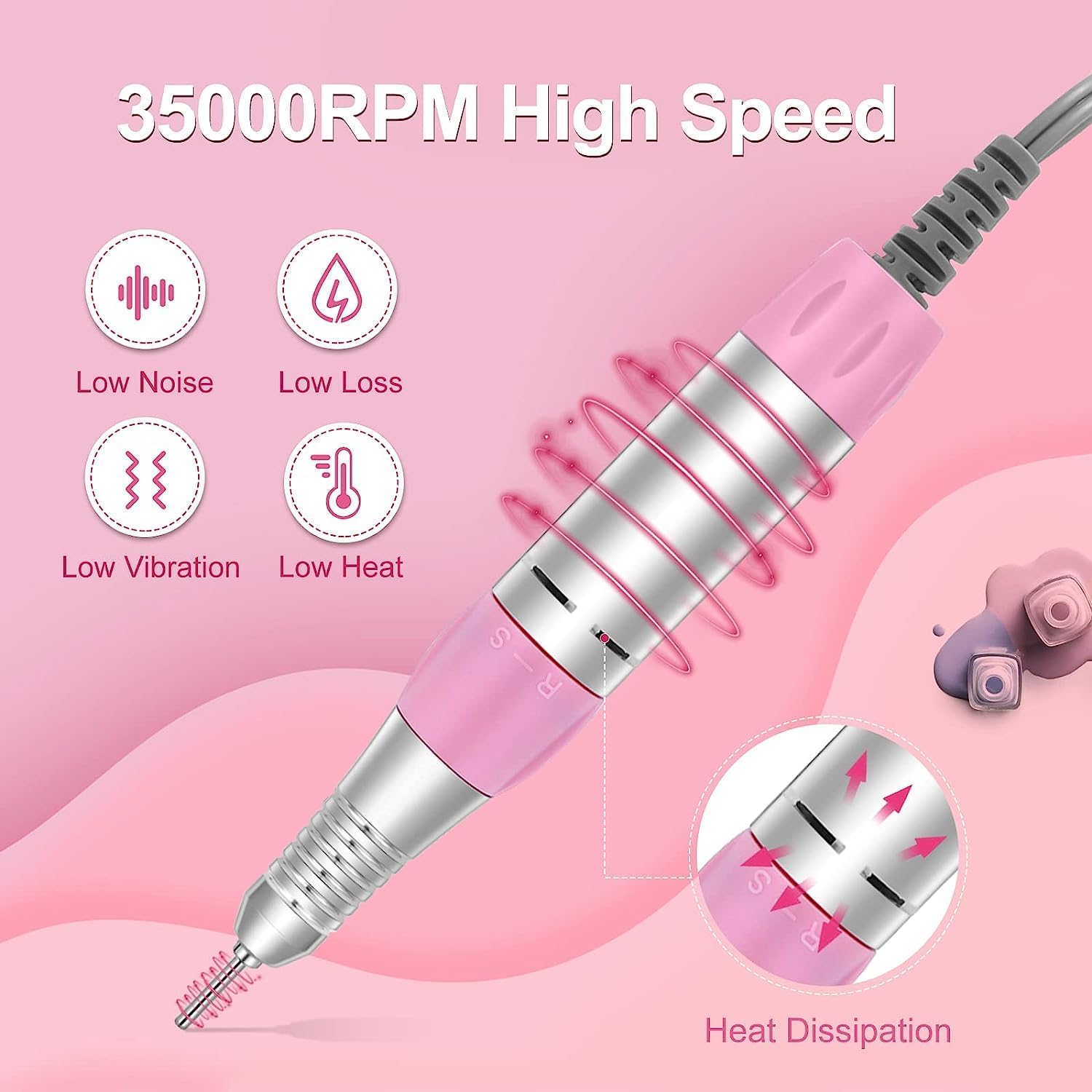 Professional INOG Portable Rechargeable Nail Drill Machine - Electric Nail File Kit for Manicure & Pedicure | At-Home & Salon Nail Art Tools Set | Perfect for DIY Nail Care, Acrylics & Gel Extensions