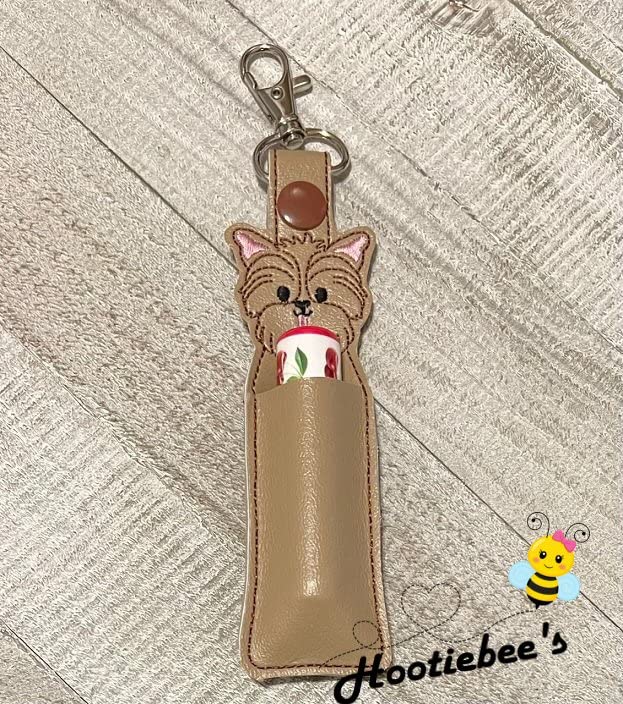 Yorkie Hand Sanitizer Holder & Lip Balm Holder - Cute Dog Shaped Keychain for Purse, Backpack & Travel Accessories - Perfect for Germ Protection On The Go