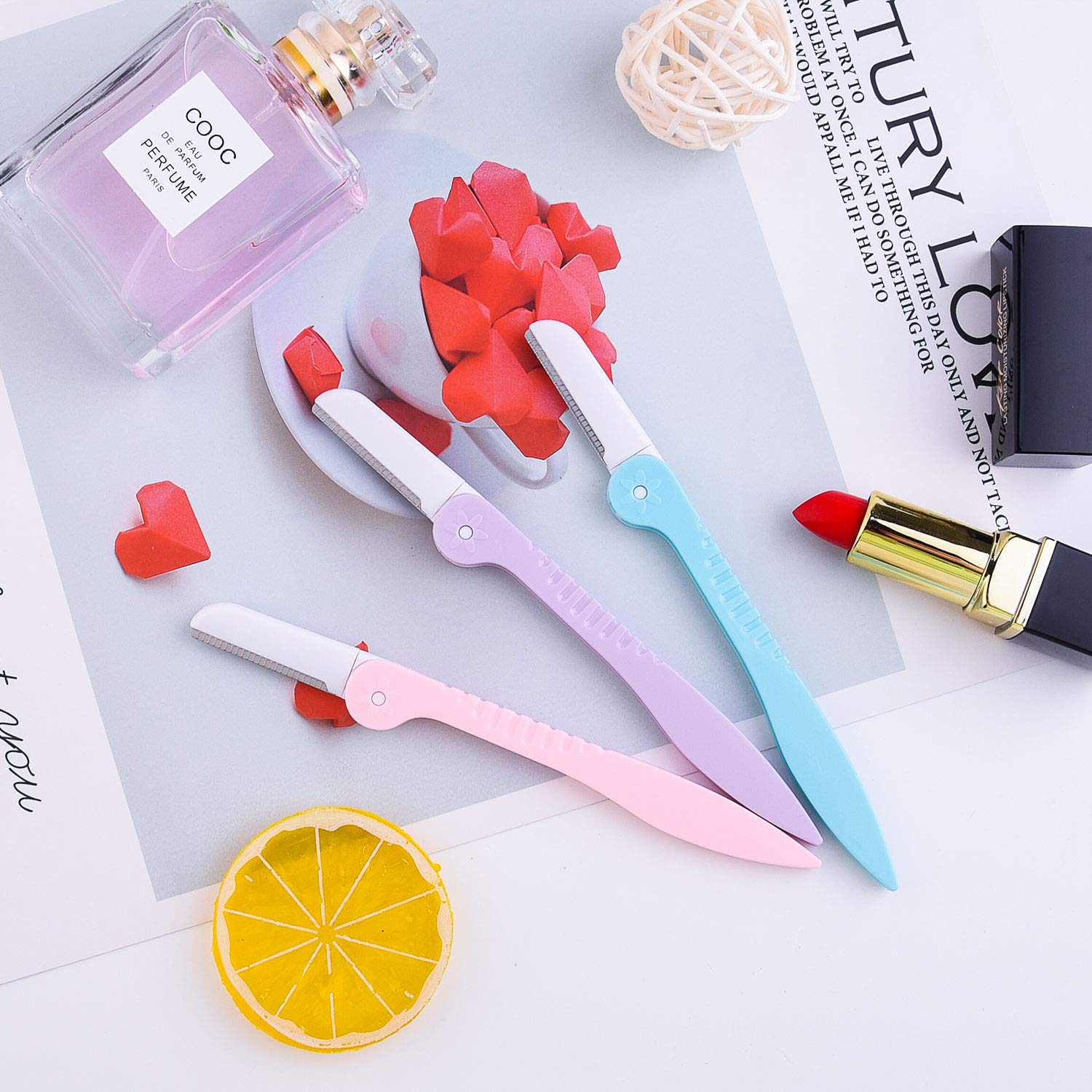 FEPITO 10-Pack Eyebrow Razors for Women & Men - 5 Foldable & 5 Unfoldable Eyebrow Trimmers - Facial Hair Remover for Precise Shaping & Grooming - Perfect for Eyebrows, Upper Lip, Chin & Peach Fuzz Removal at Home or Travel