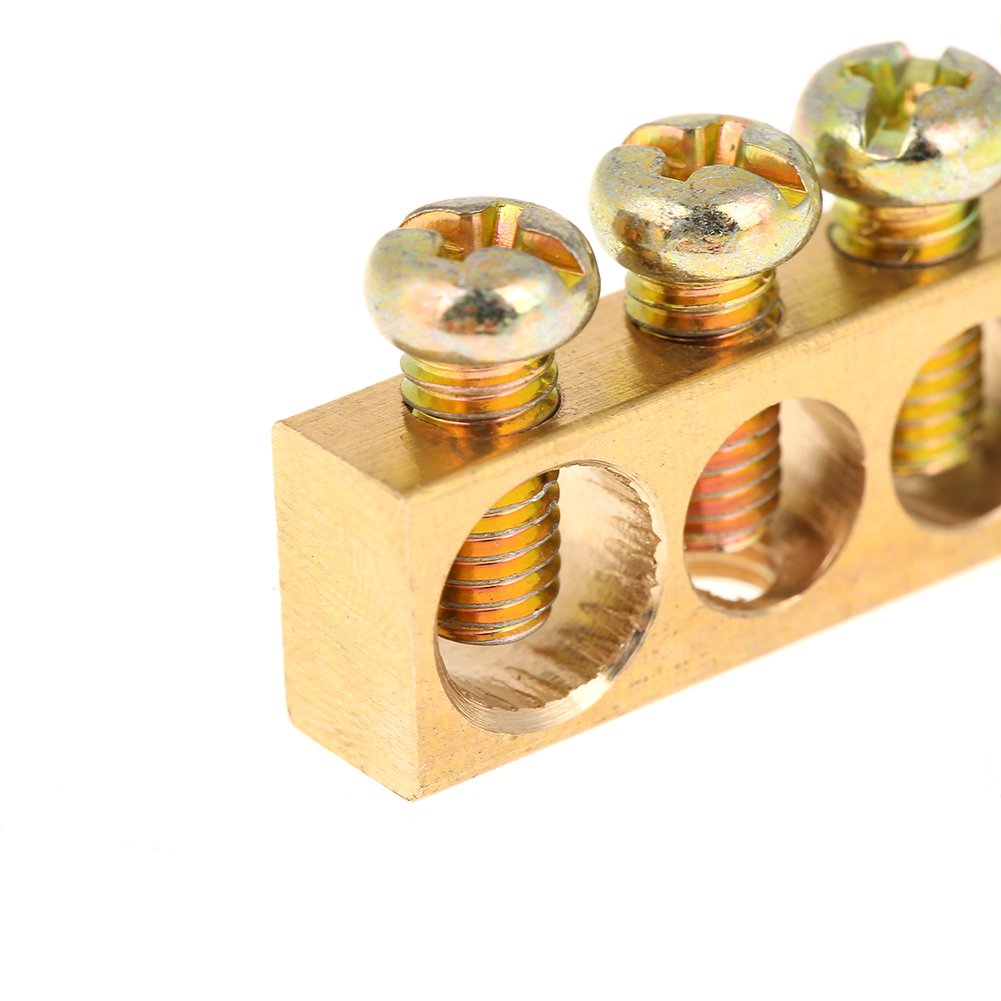ViaGasaFamido 10pcs 5 Hole Brass Ground Bar - Electrical Wiring & Distribution for Home/Workshop