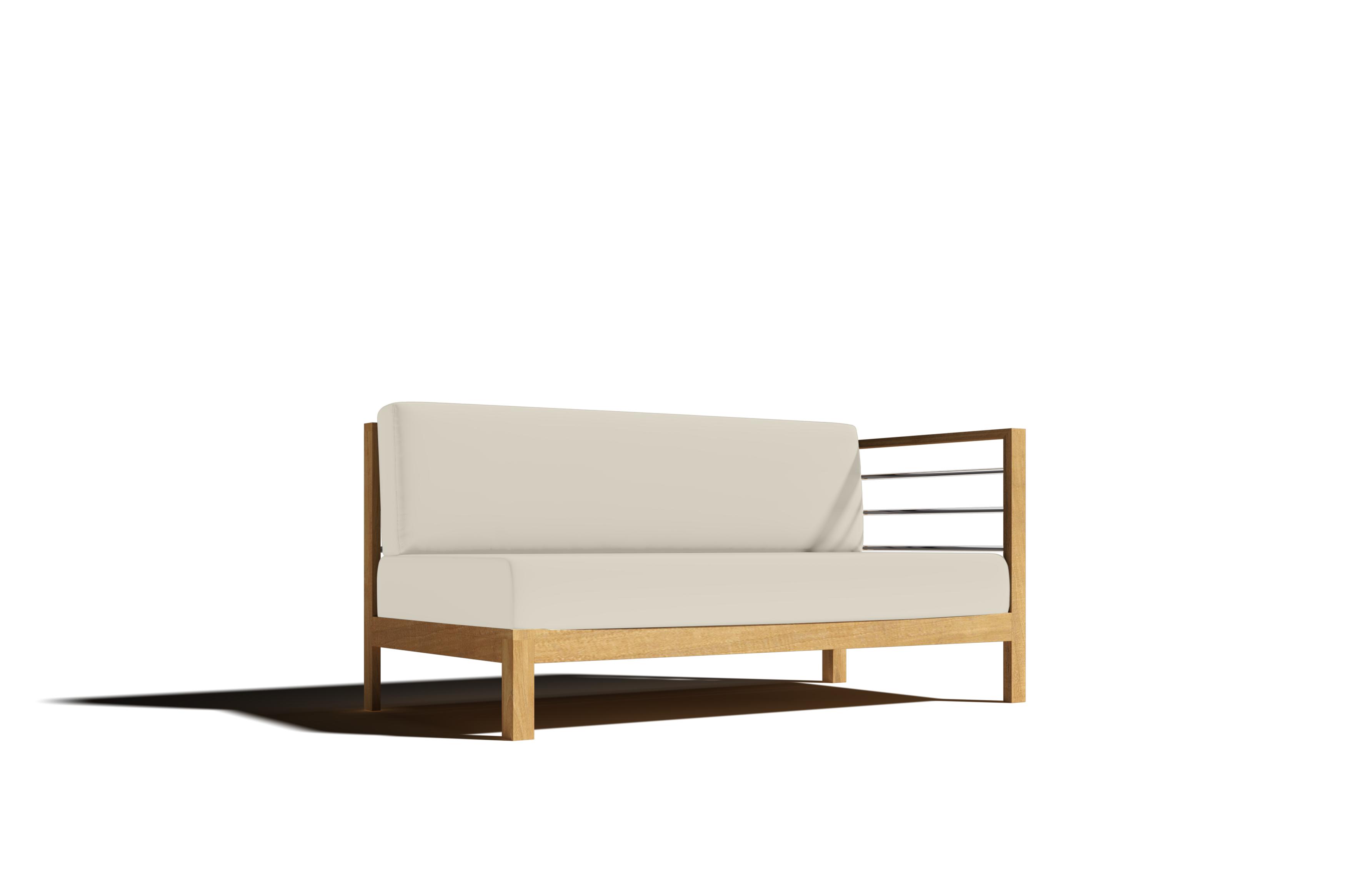 Premium Leon Teak Outdoor Sectional Right Sofa with Sunbrella Canvas Cushion - Waterproof & Durable Patio Furniture for Backyard, Poolside & Garden Relaxation