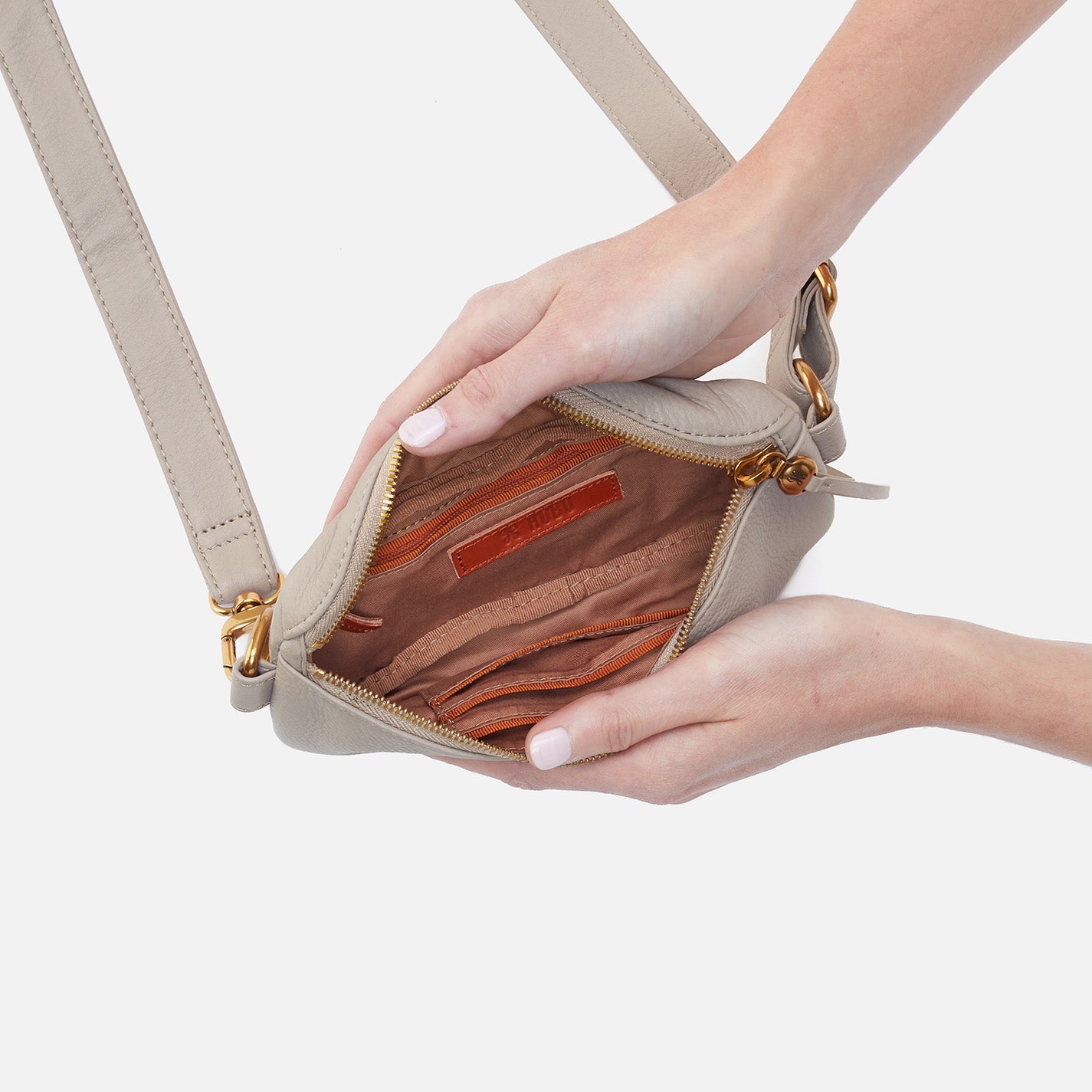 Pebbled Leather Fern Belt Bag in Taupe - Stylish and Hands-Free Waist Pack for Hiking, Travel, and Everyday Use