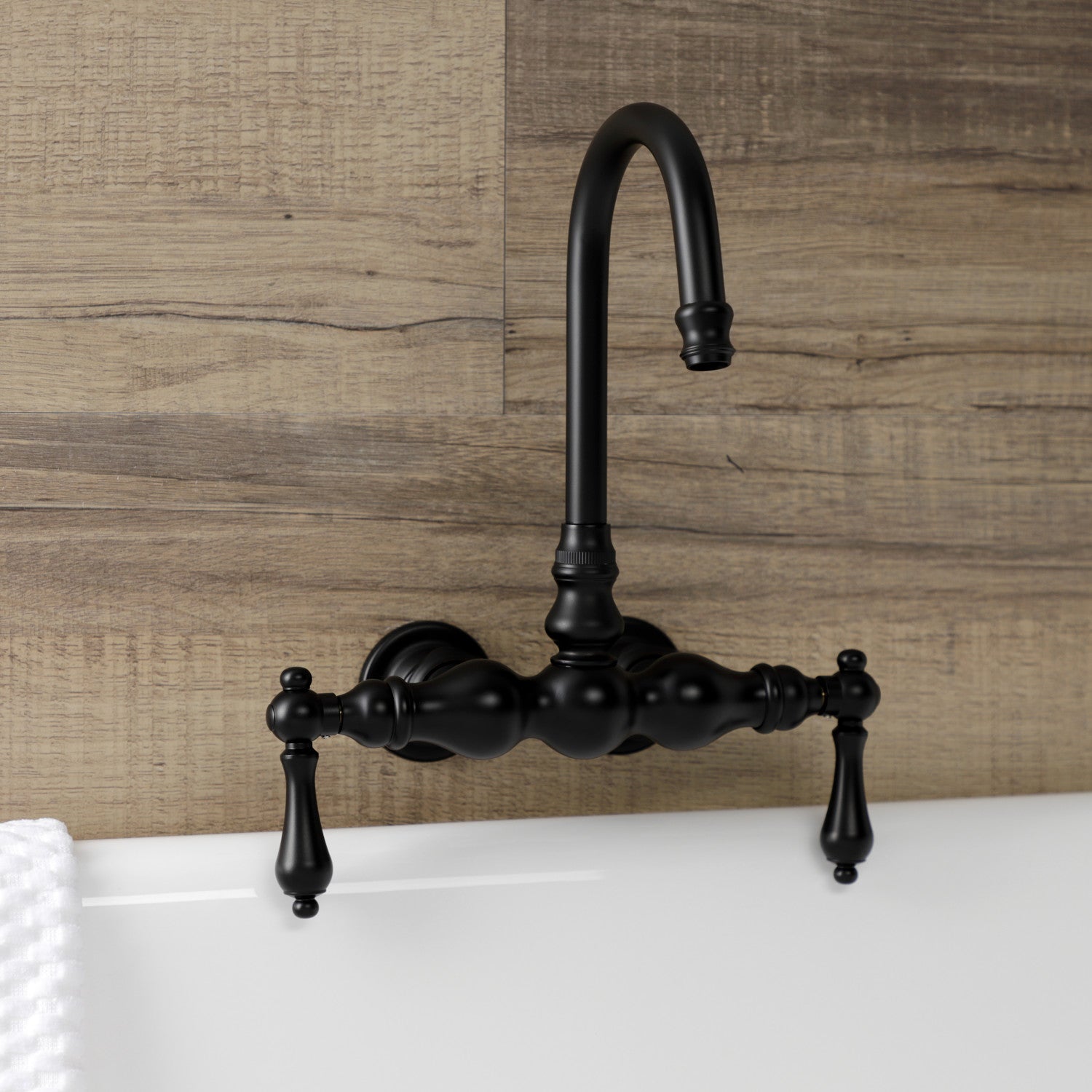 Vintage Matte Black Clawfoot Tub Faucet - Two Handle Wall Mount Bathroom Fixture for Antique & Modern Bathrooms | Perfect for Classic Clawfoot Tubs and Freestanding Bathtubs